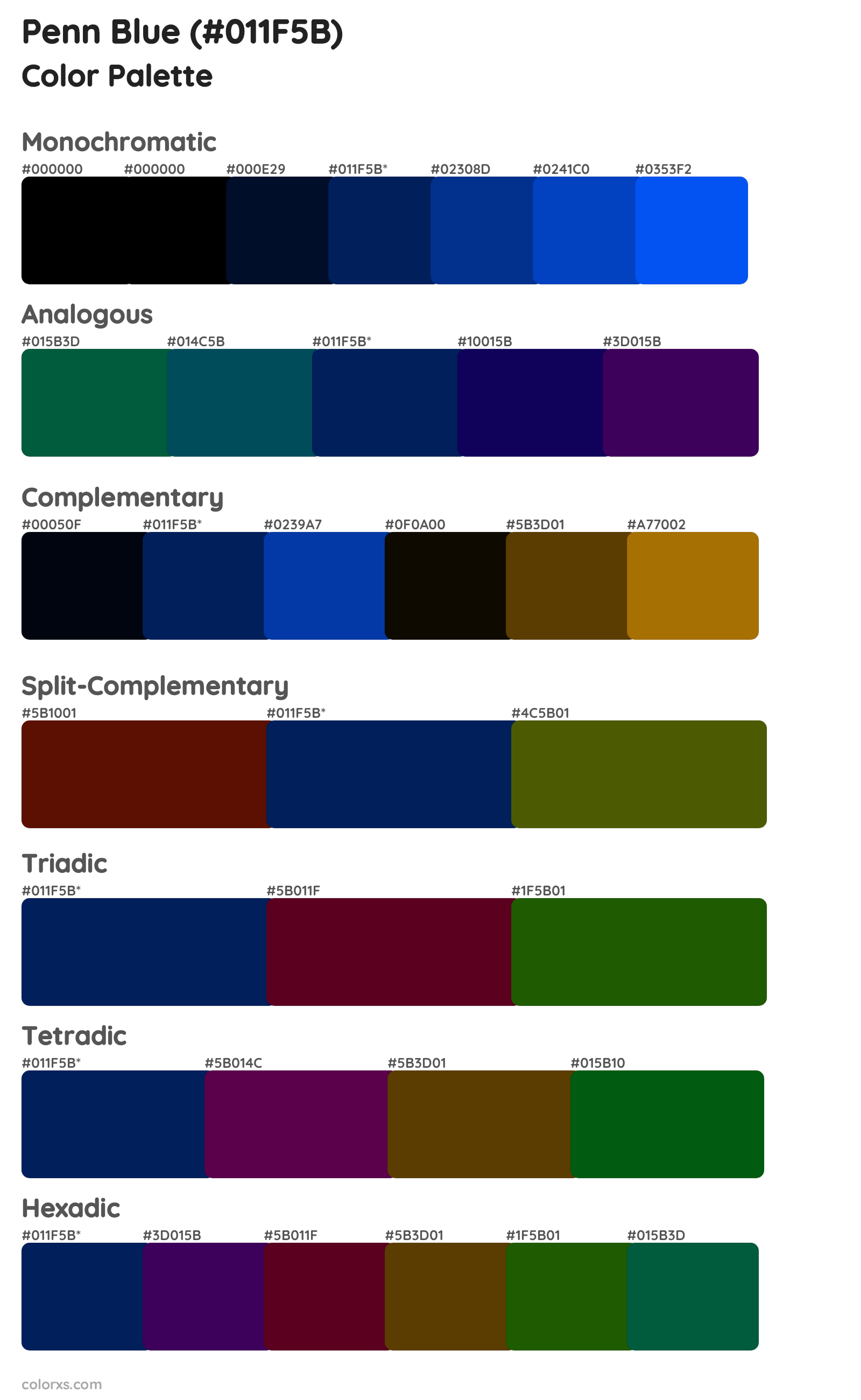 Penn Blue Color Scheme Palettes