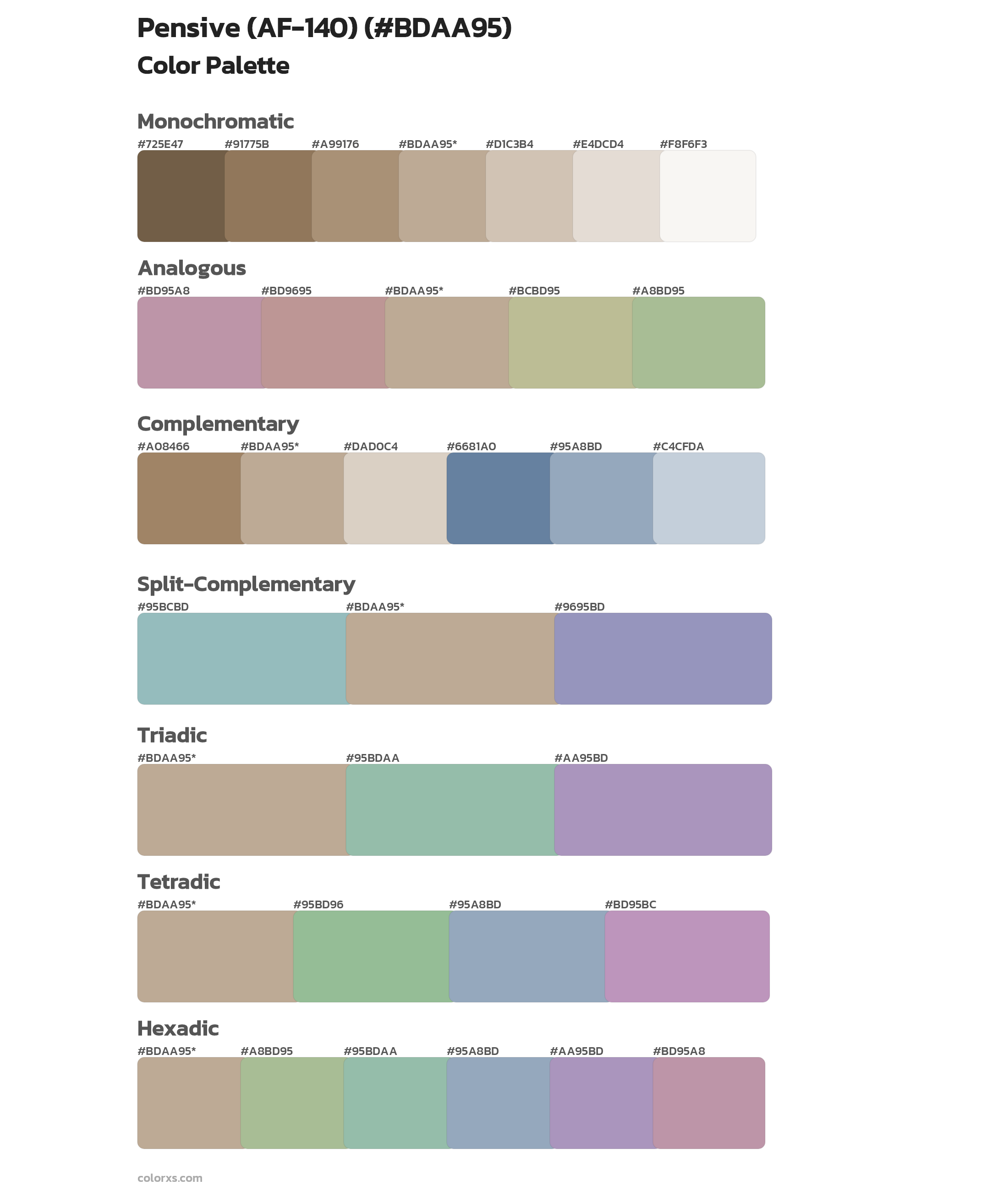 Pensive (AF-140) Color Scheme Palettes