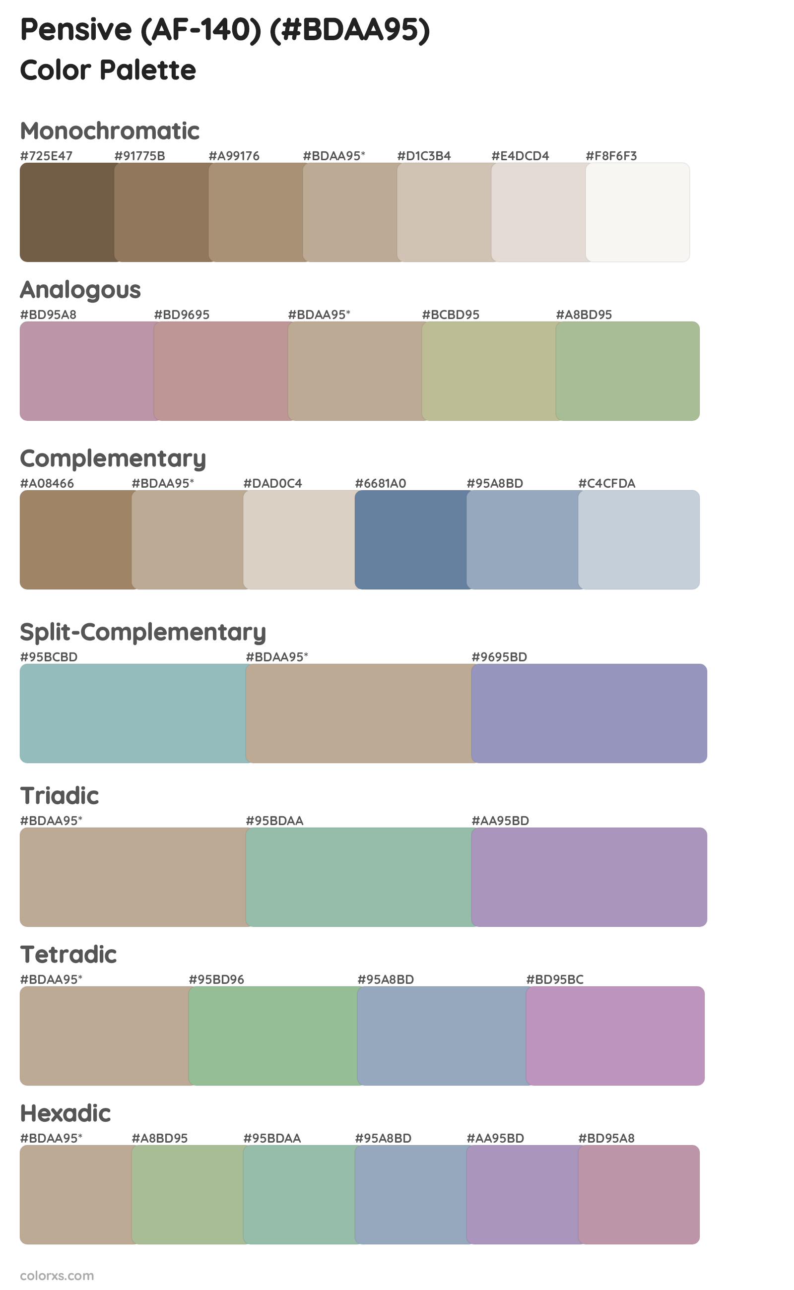 Pensive (AF-140) Color Scheme Palettes