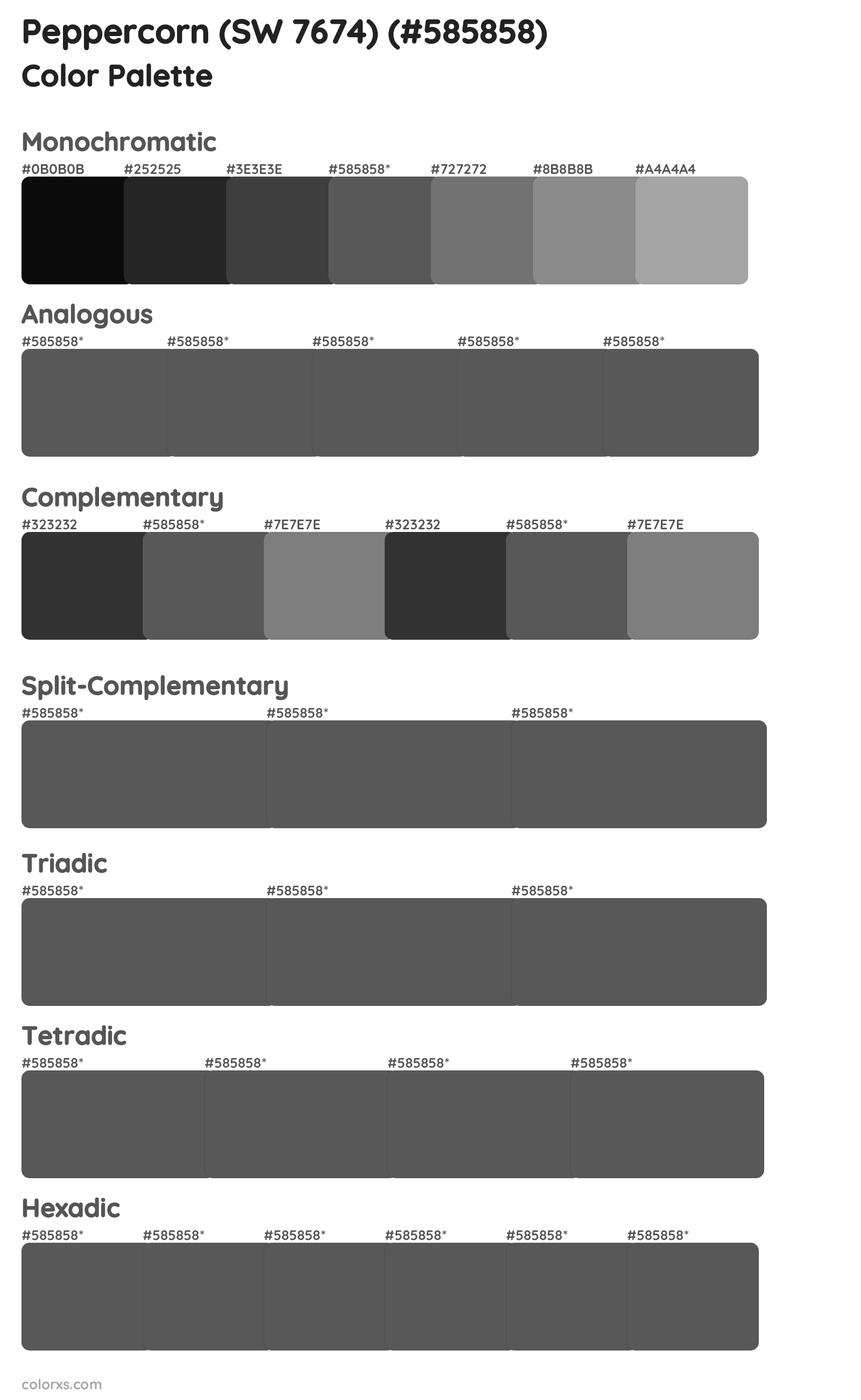 Peppercorn (SW 7674) Color Scheme Palettes