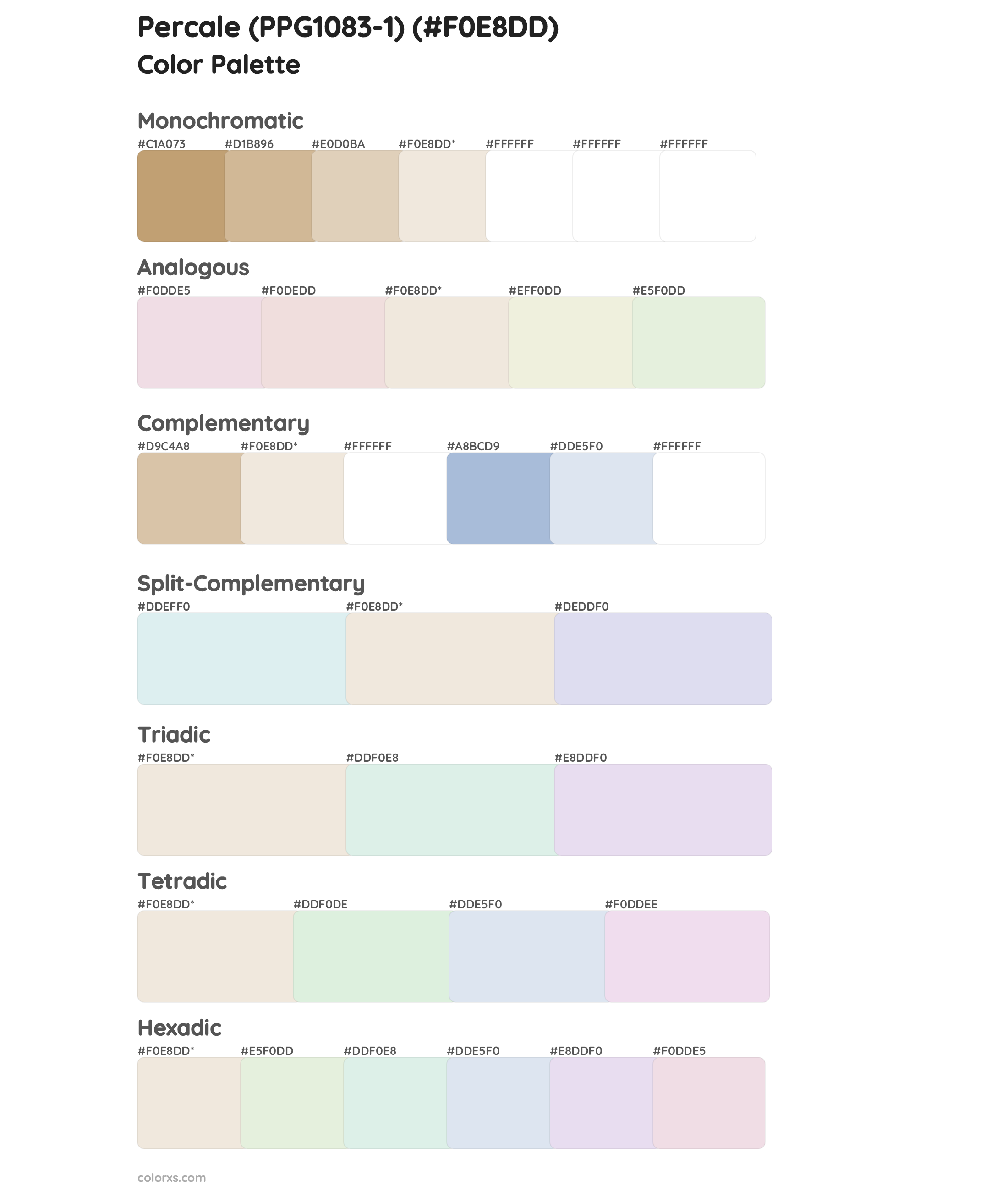 Percale (PPG1083-1) Color Scheme Palettes