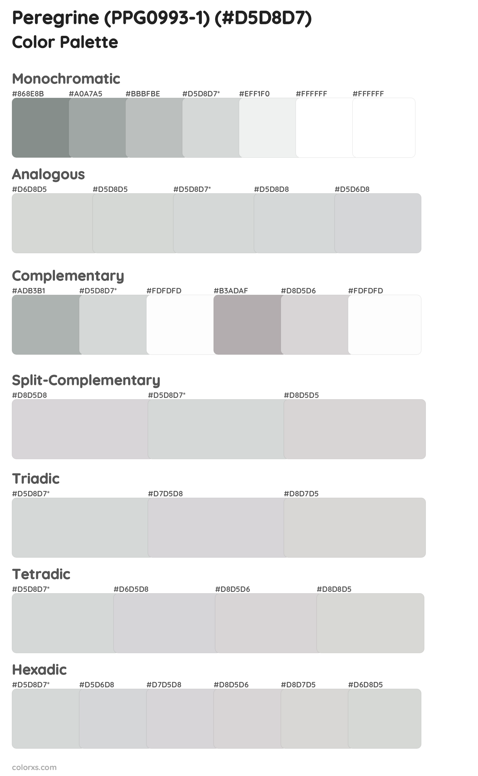 Peregrine (PPG0993-1) Color Scheme Palettes