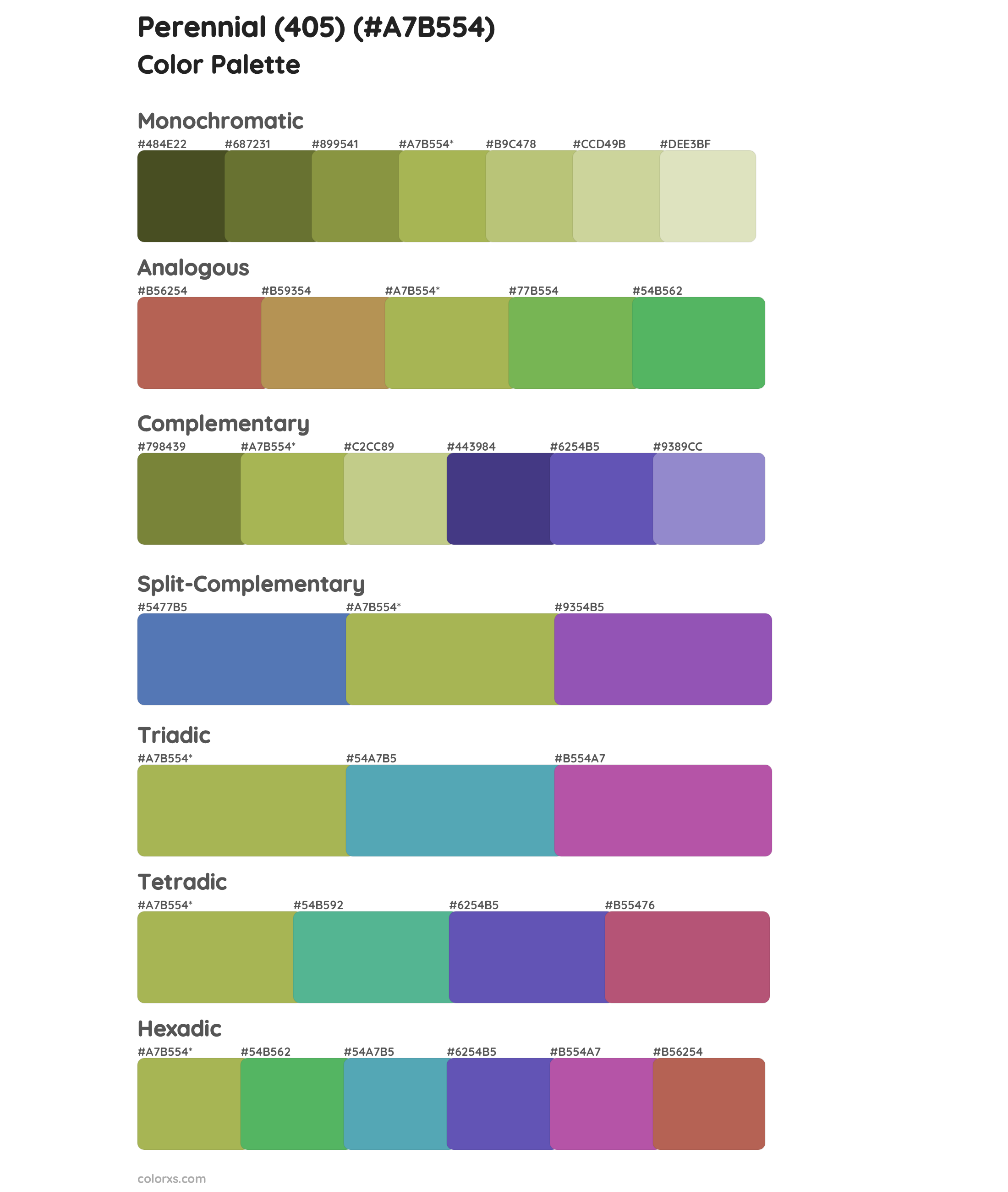 Perennial (405) Color Scheme Palettes