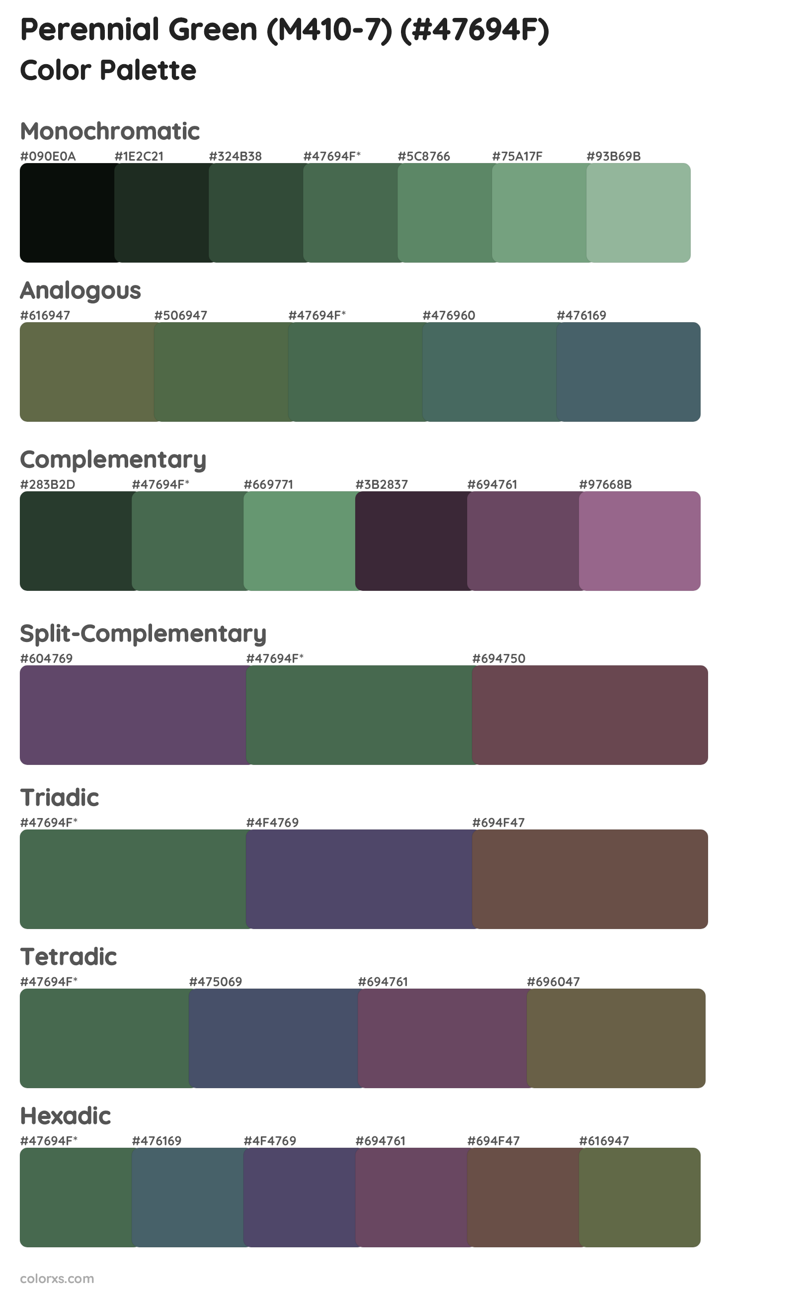 Perennial Green (M410-7) Color Scheme Palettes