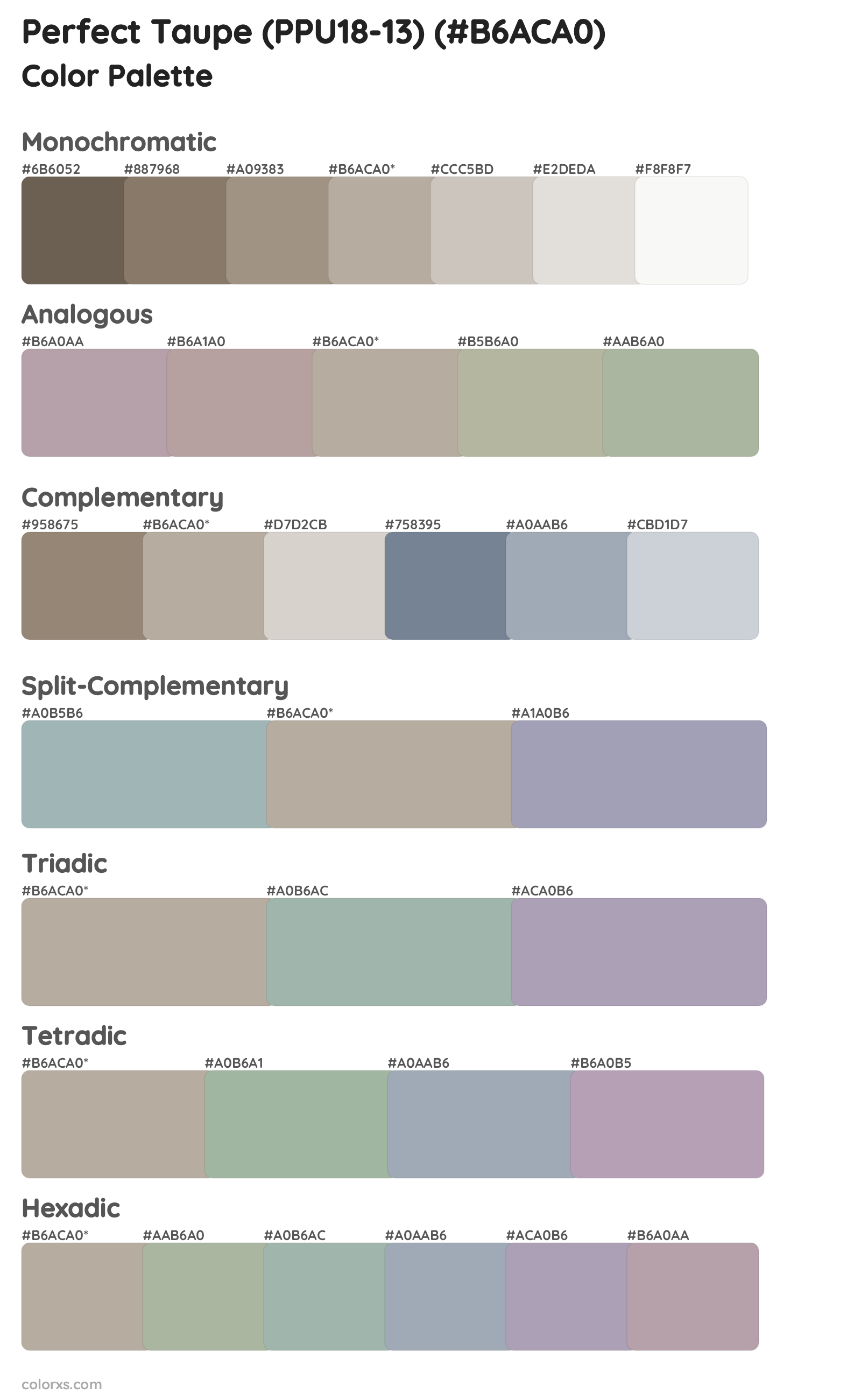 Perfect Taupe (PPU18-13) Color Scheme Palettes