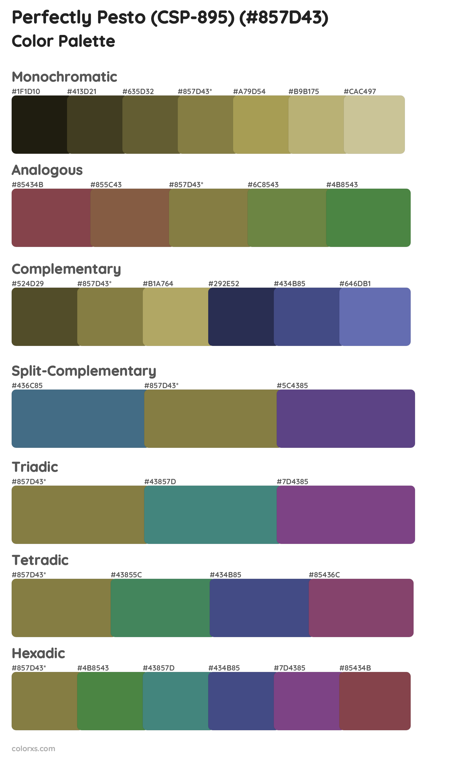 Perfectly Pesto (CSP-895) Color Scheme Palettes