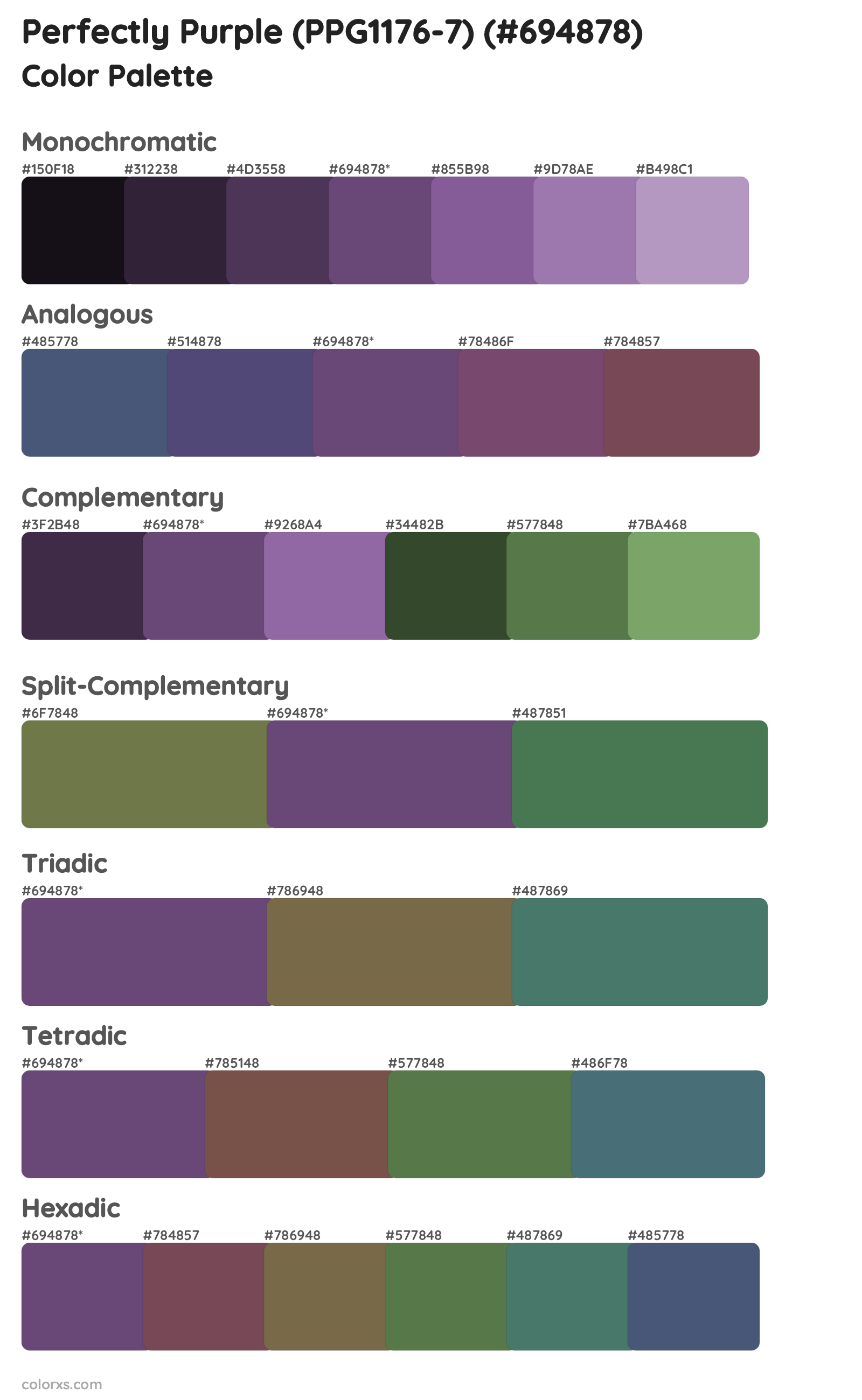 Perfectly Purple (PPG1176-7) Color Scheme Palettes