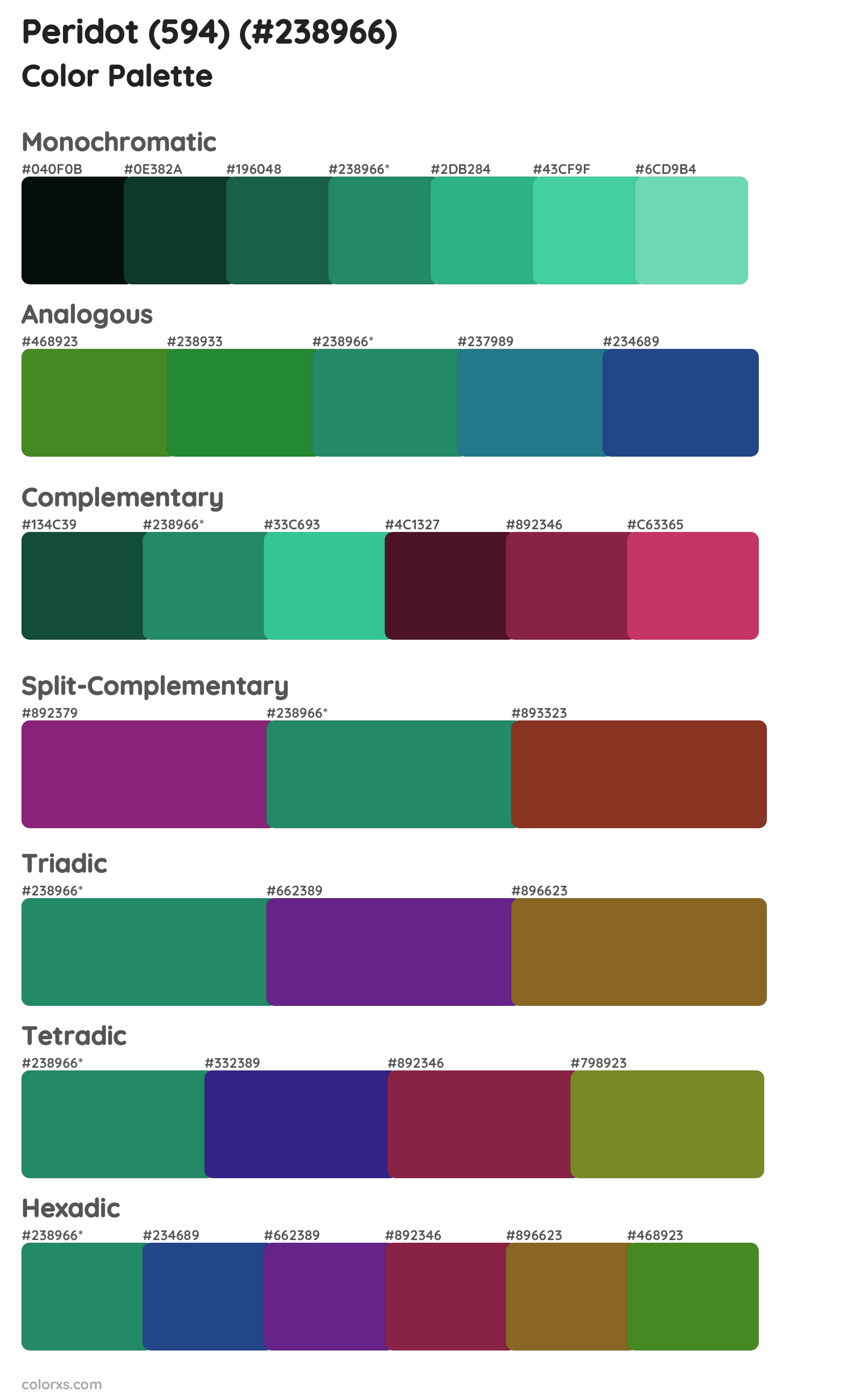 Peridot (594) Color Scheme Palettes