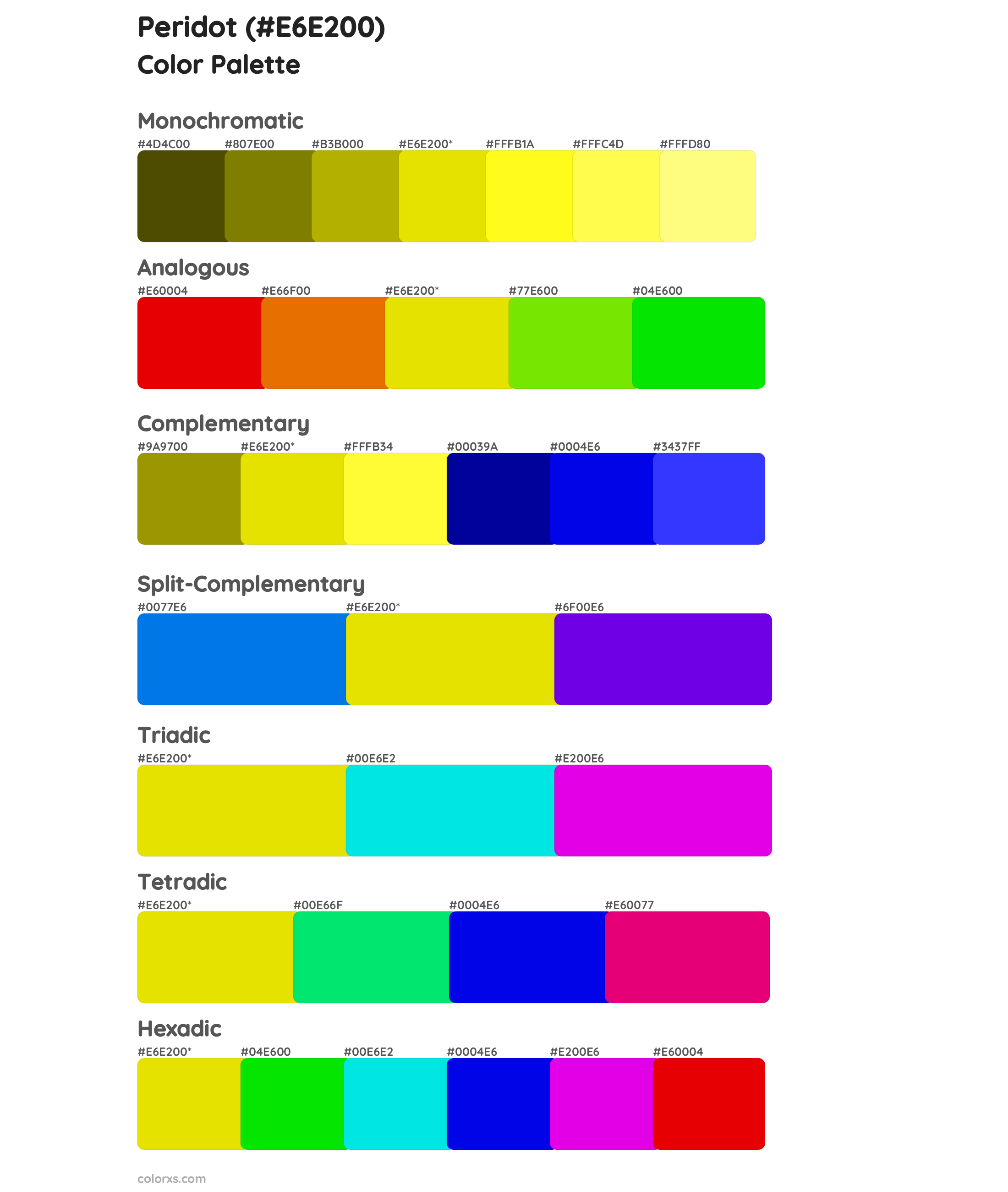 Peridot Color Scheme Palettes