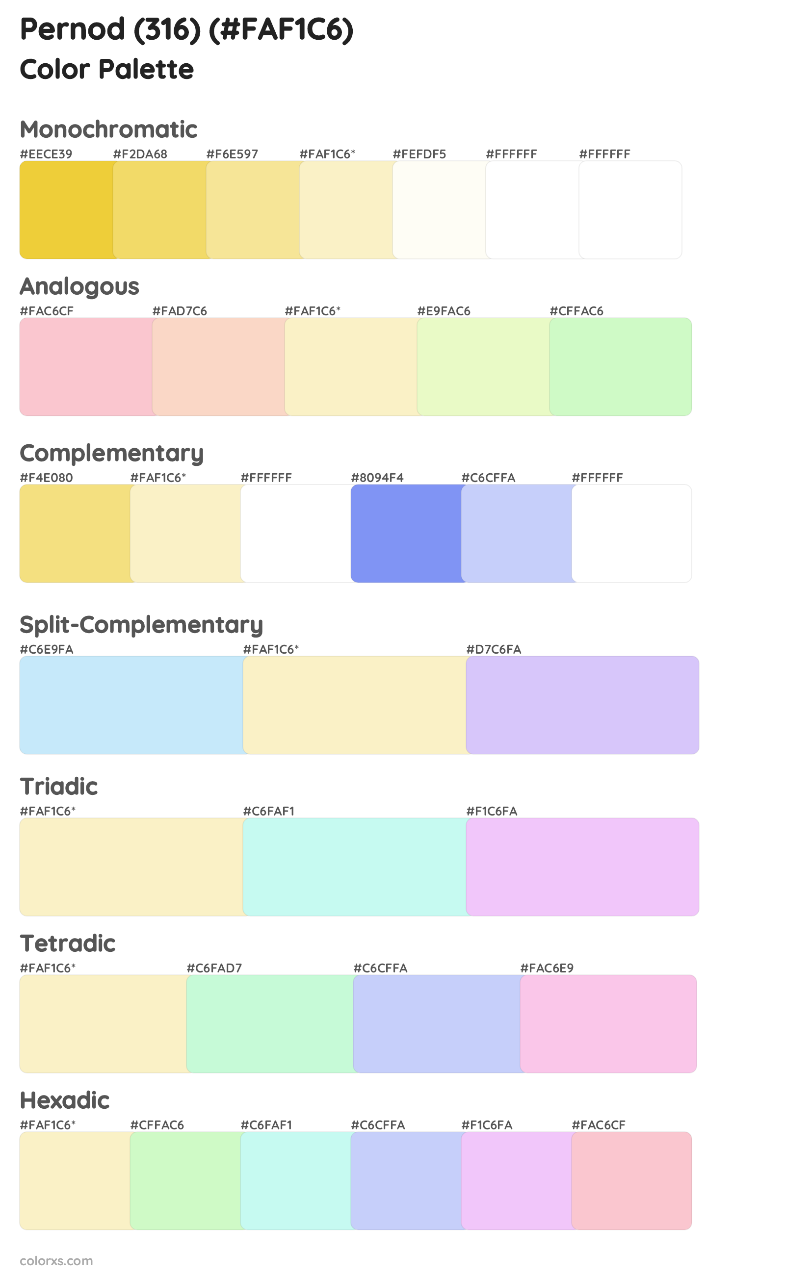 Pernod (316) Color Scheme Palettes