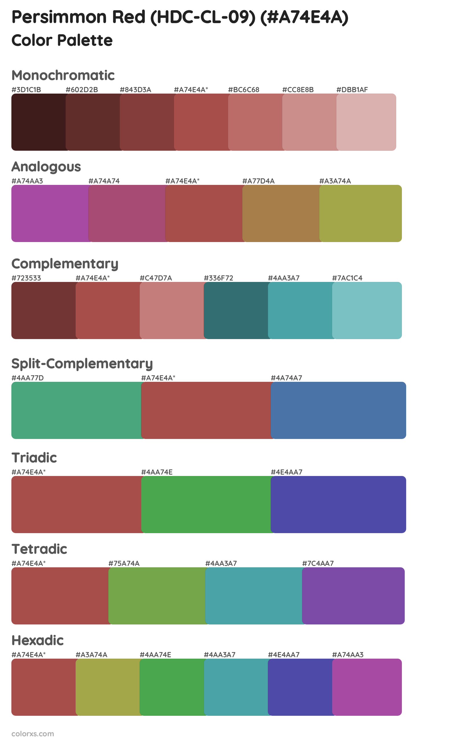 Persimmon Red (HDC-CL-09) Color Scheme Palettes