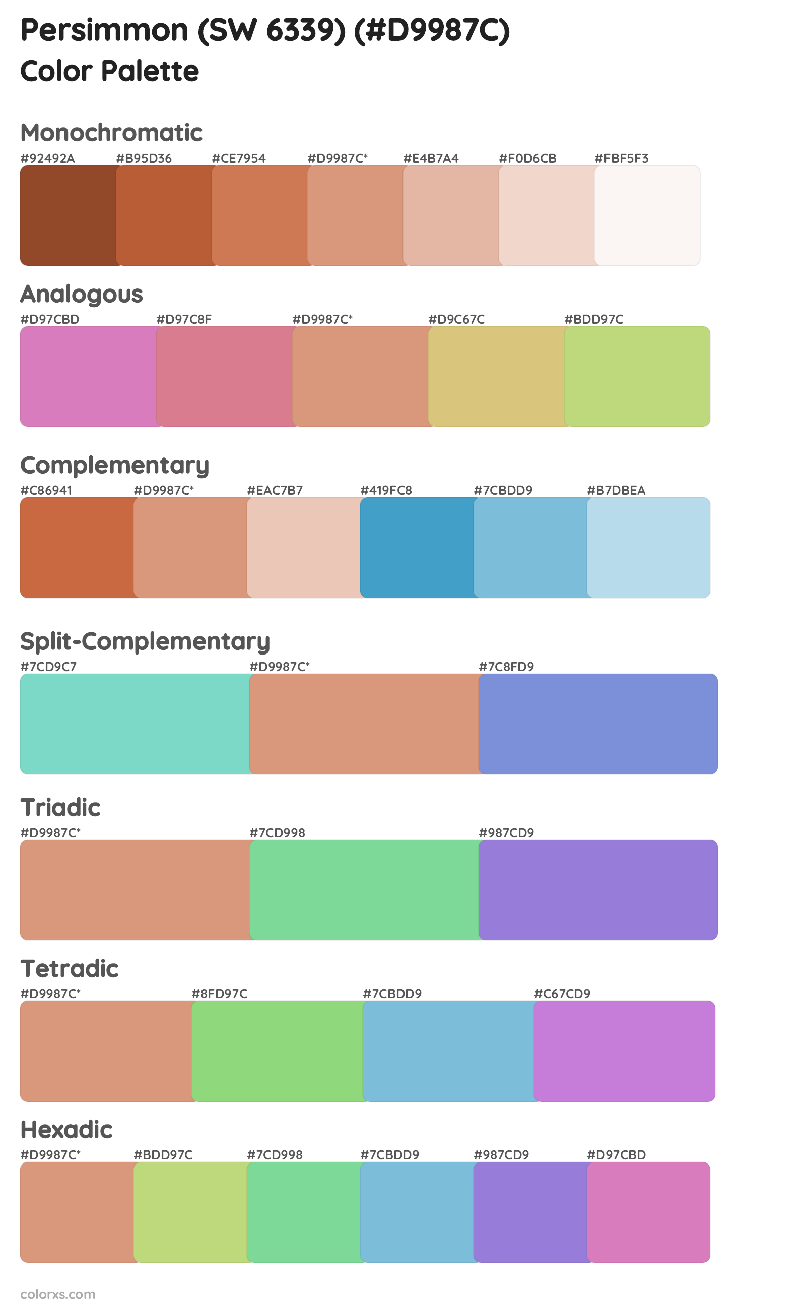 Persimmon (SW 6339) Color Scheme Palettes