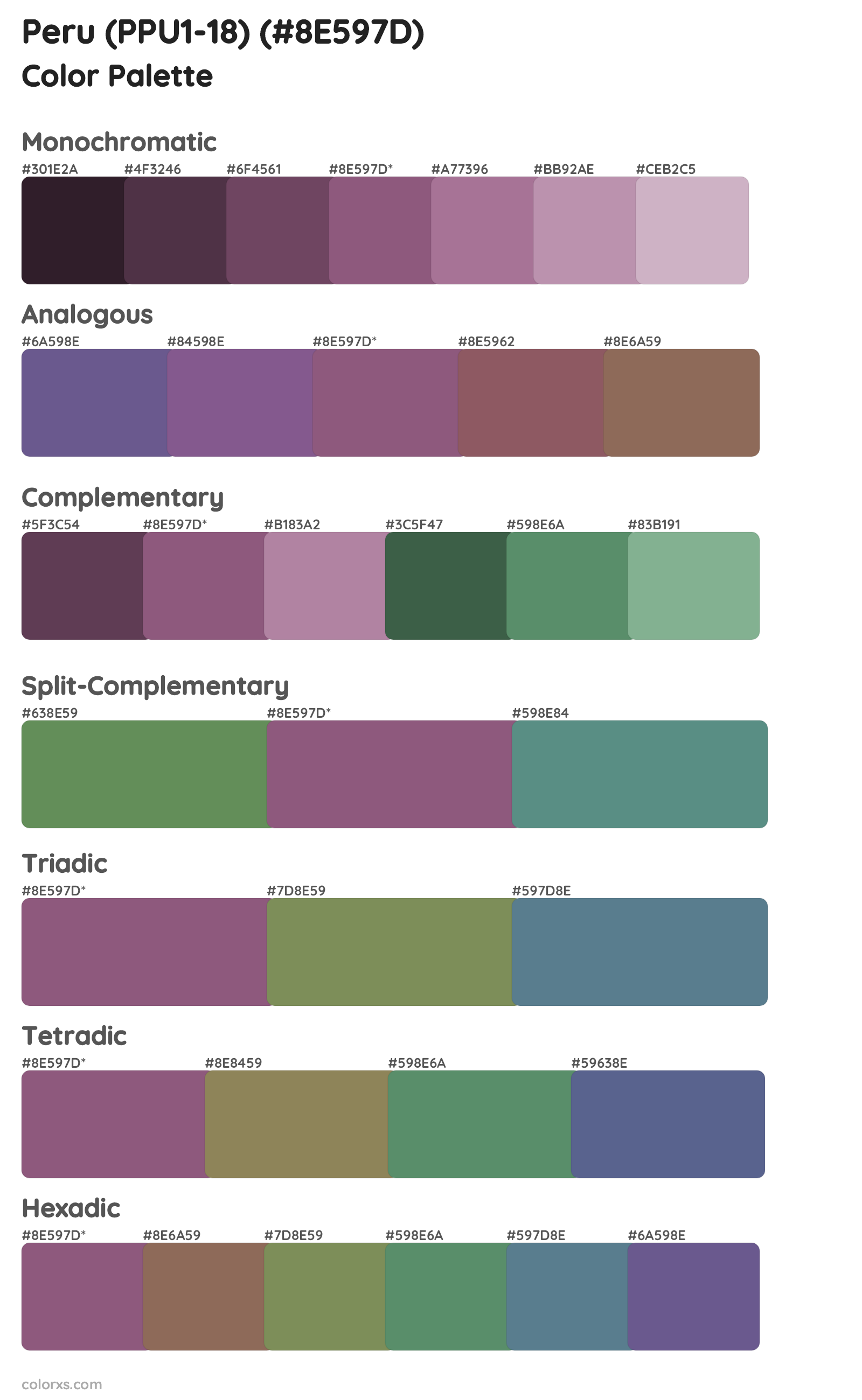 Peru (PPU1-18) Color Scheme Palettes