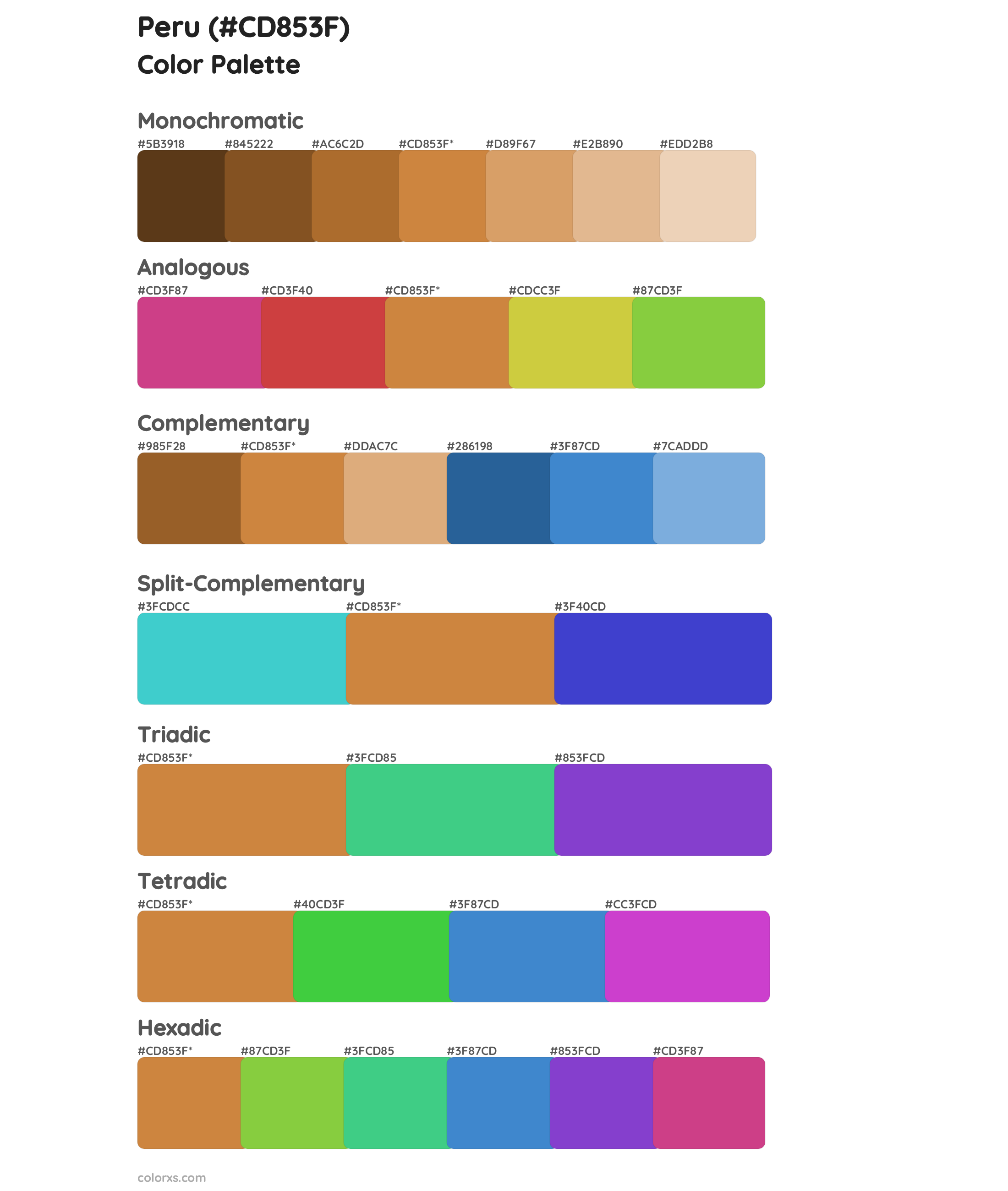 Peru Color Scheme Palettes