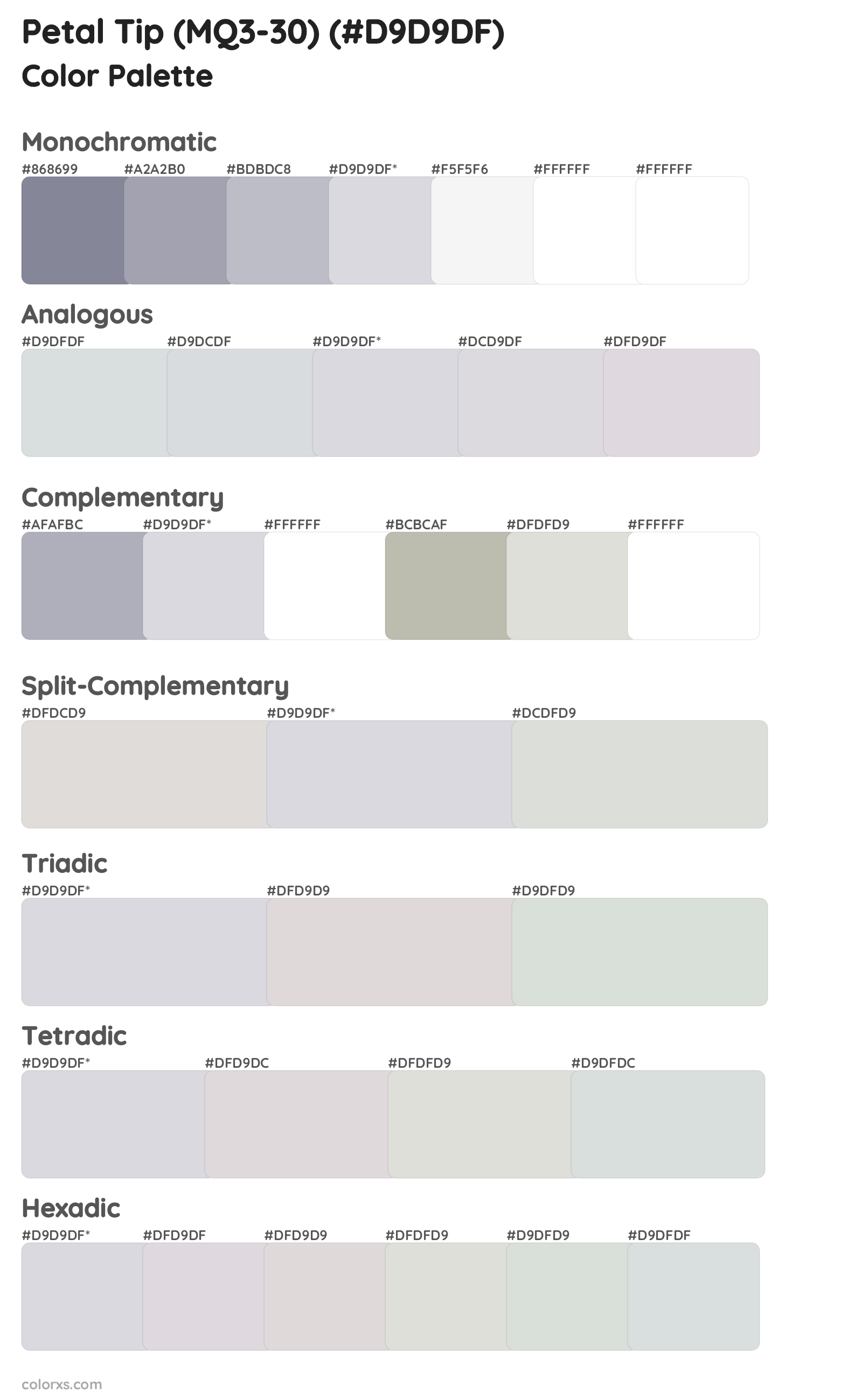 Petal Tip (MQ3-30) Color Scheme Palettes
