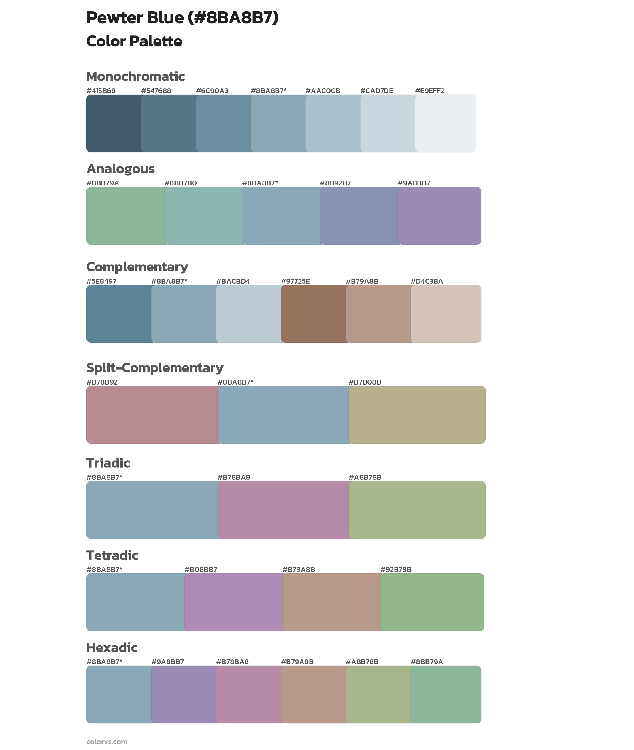 Pewter Blue Color Scheme Palettes