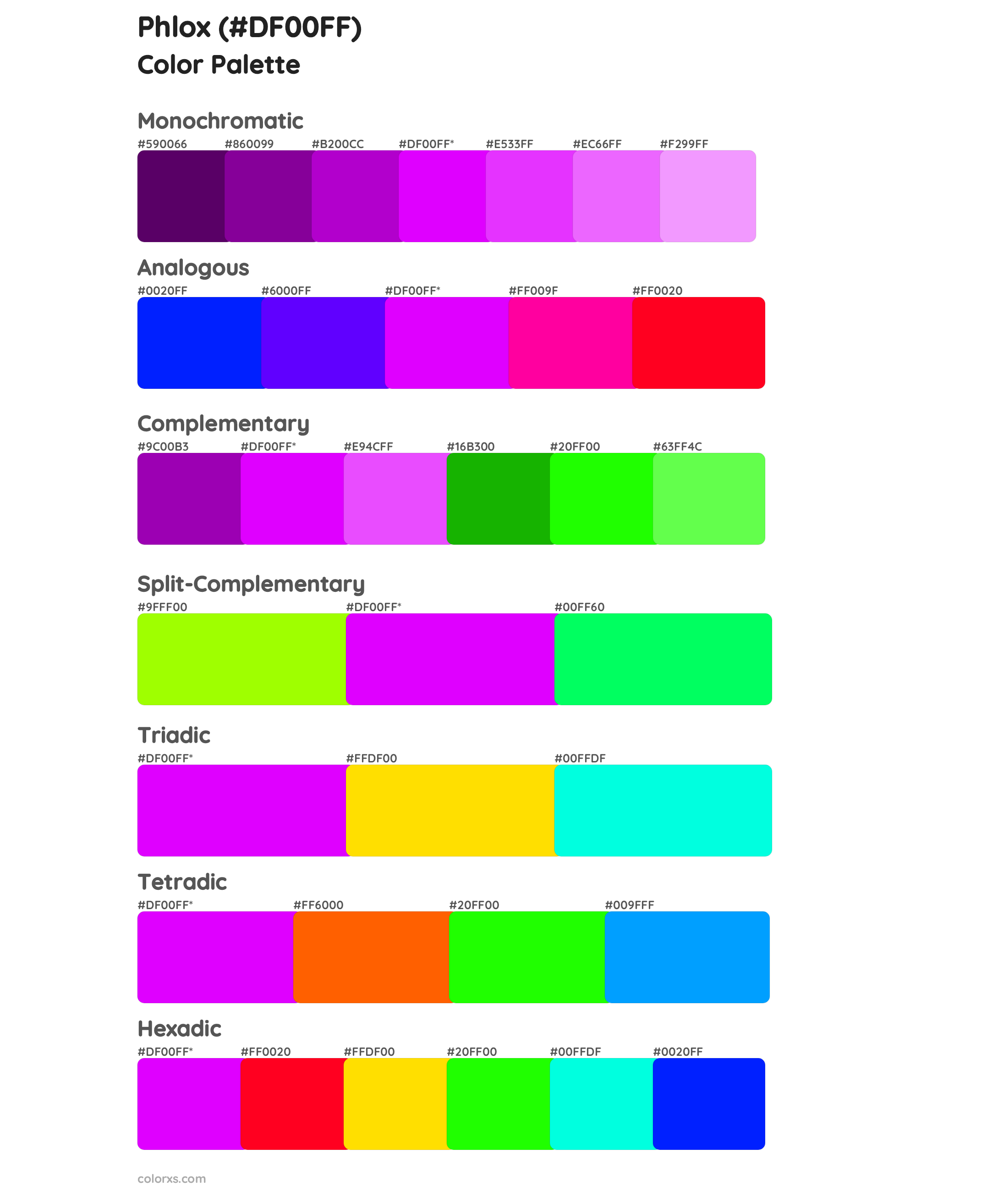 Phlox Color Scheme Palettes