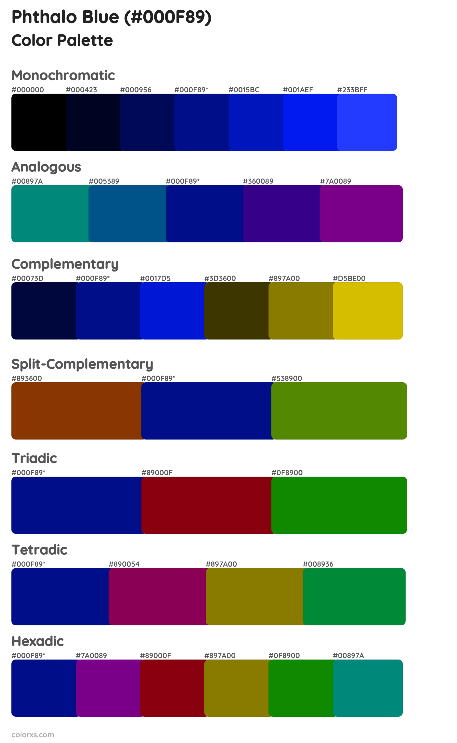 Phthalo Blue Color Scheme Palettes