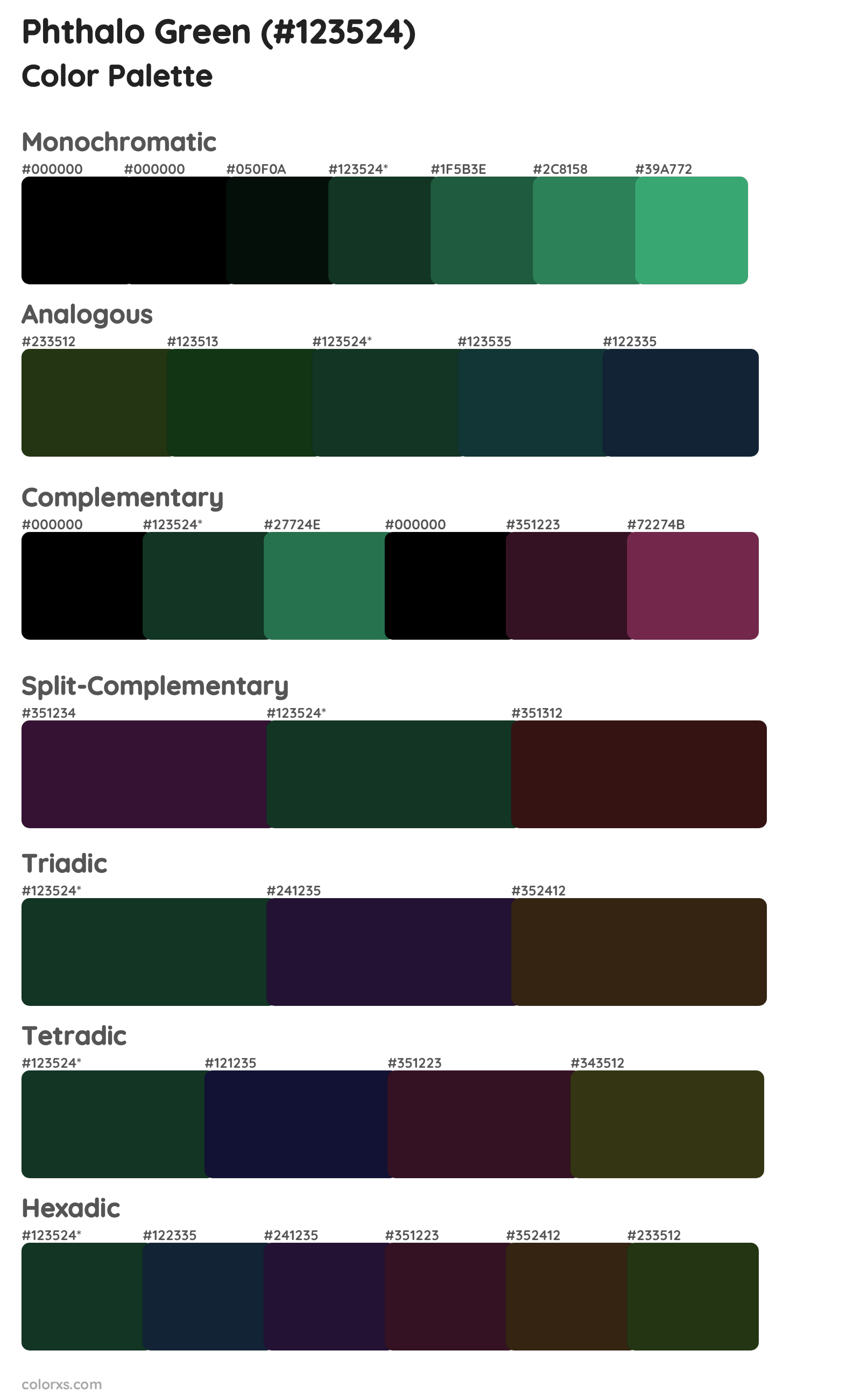 Phthalo Green Color Scheme Palettes