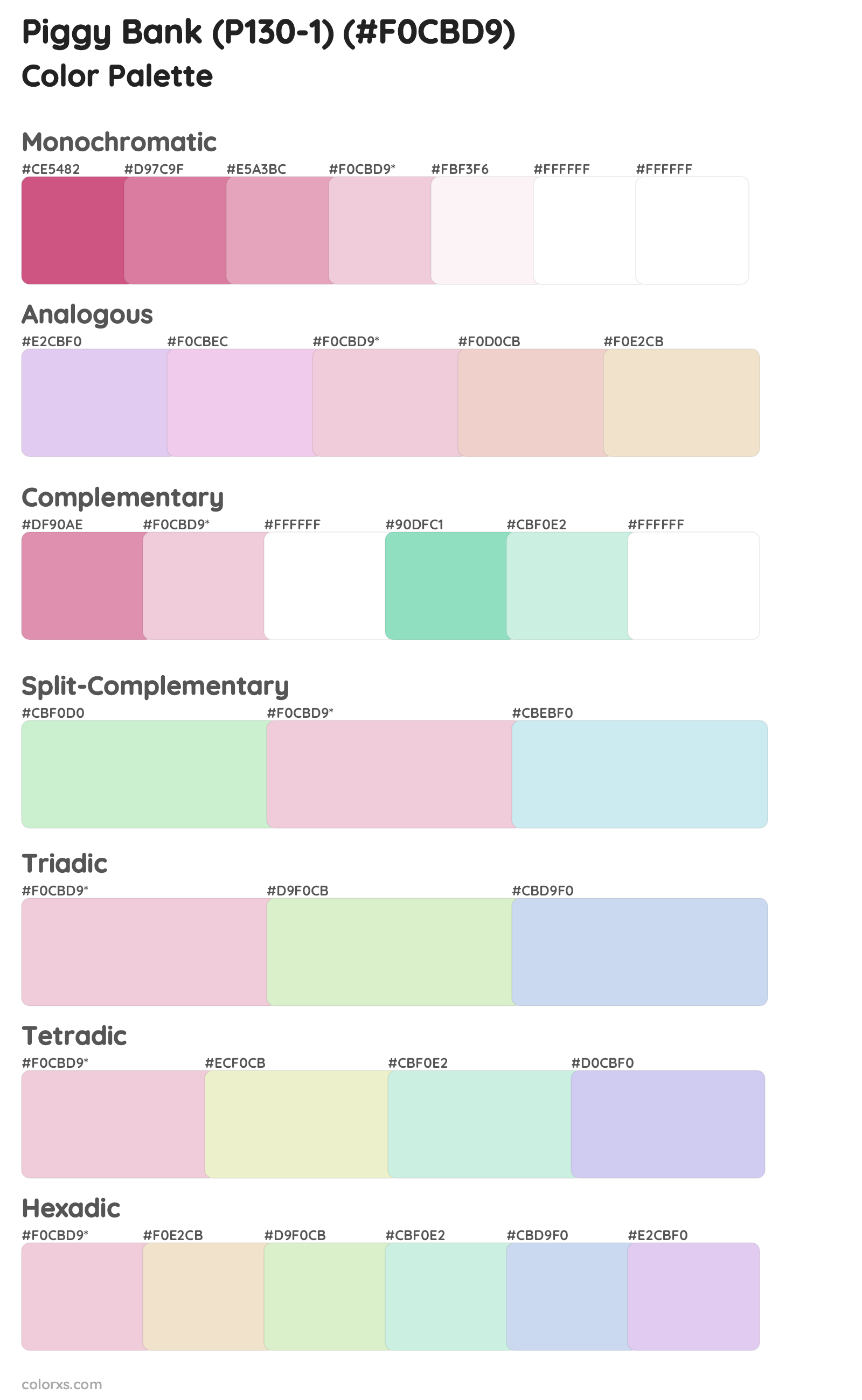 Piggy Bank (P130-1) Color Scheme Palettes
