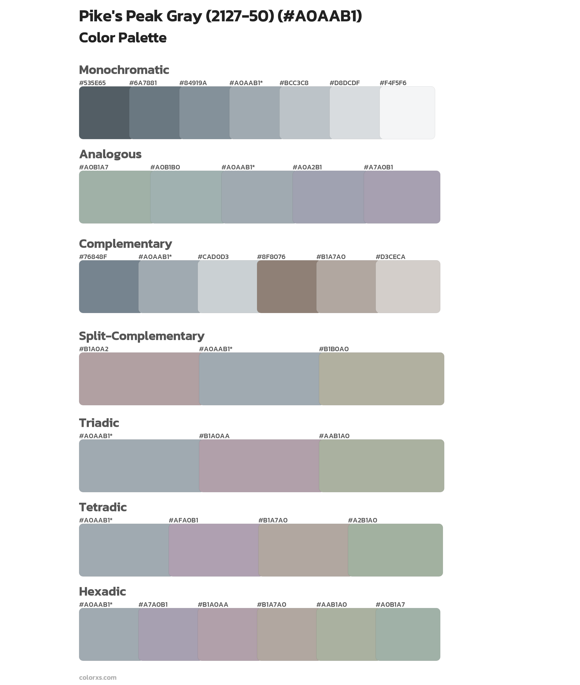 Pike's Peak Gray (2127-50) Color Scheme Palettes