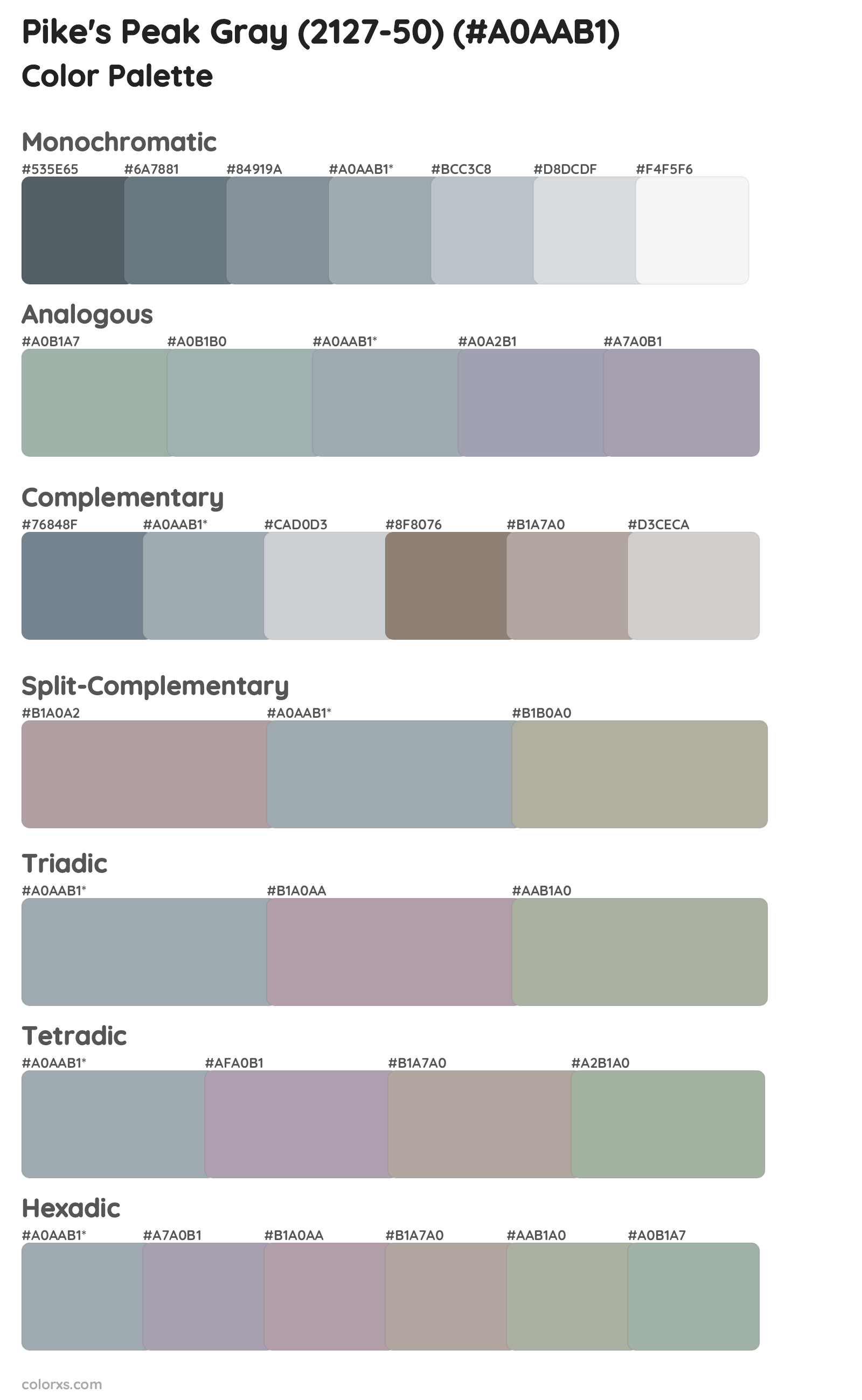 Pike's Peak Gray (2127-50) Color Scheme Palettes