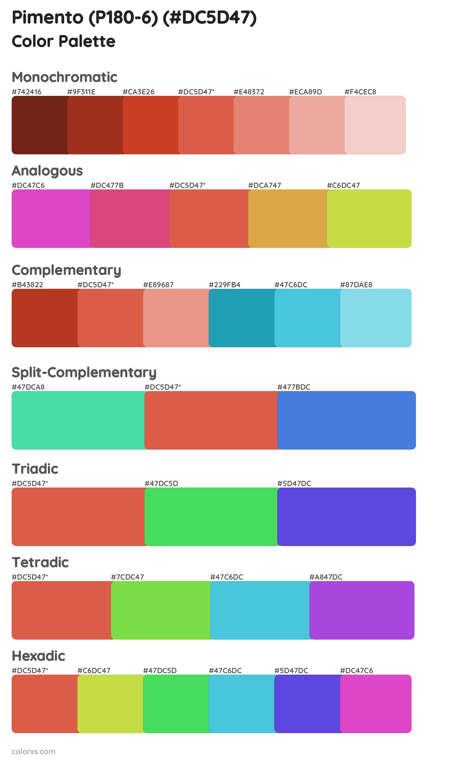 Pimento (P180-6) Color Scheme Palettes