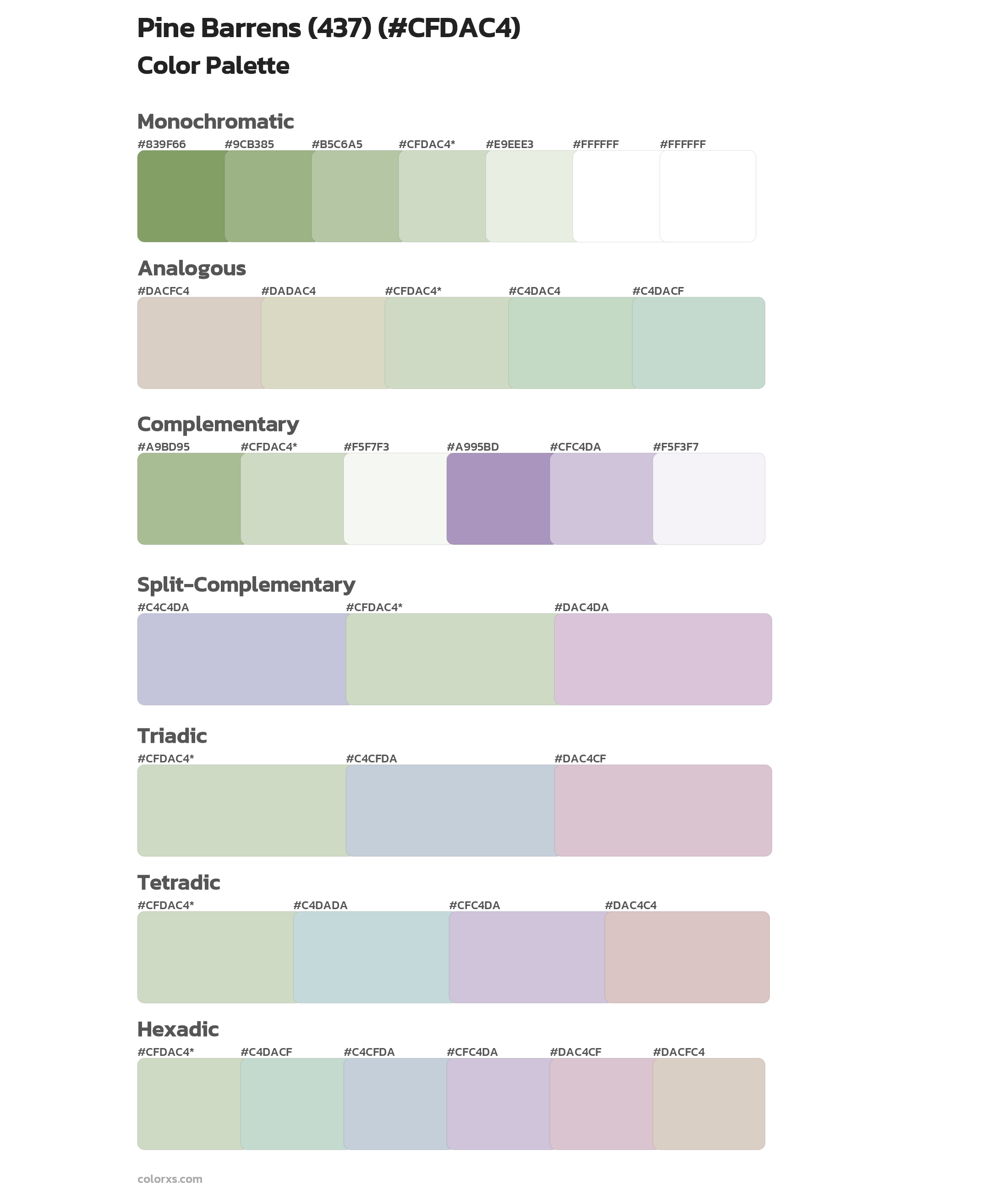 Pine Barrens (437) Color Scheme Palettes