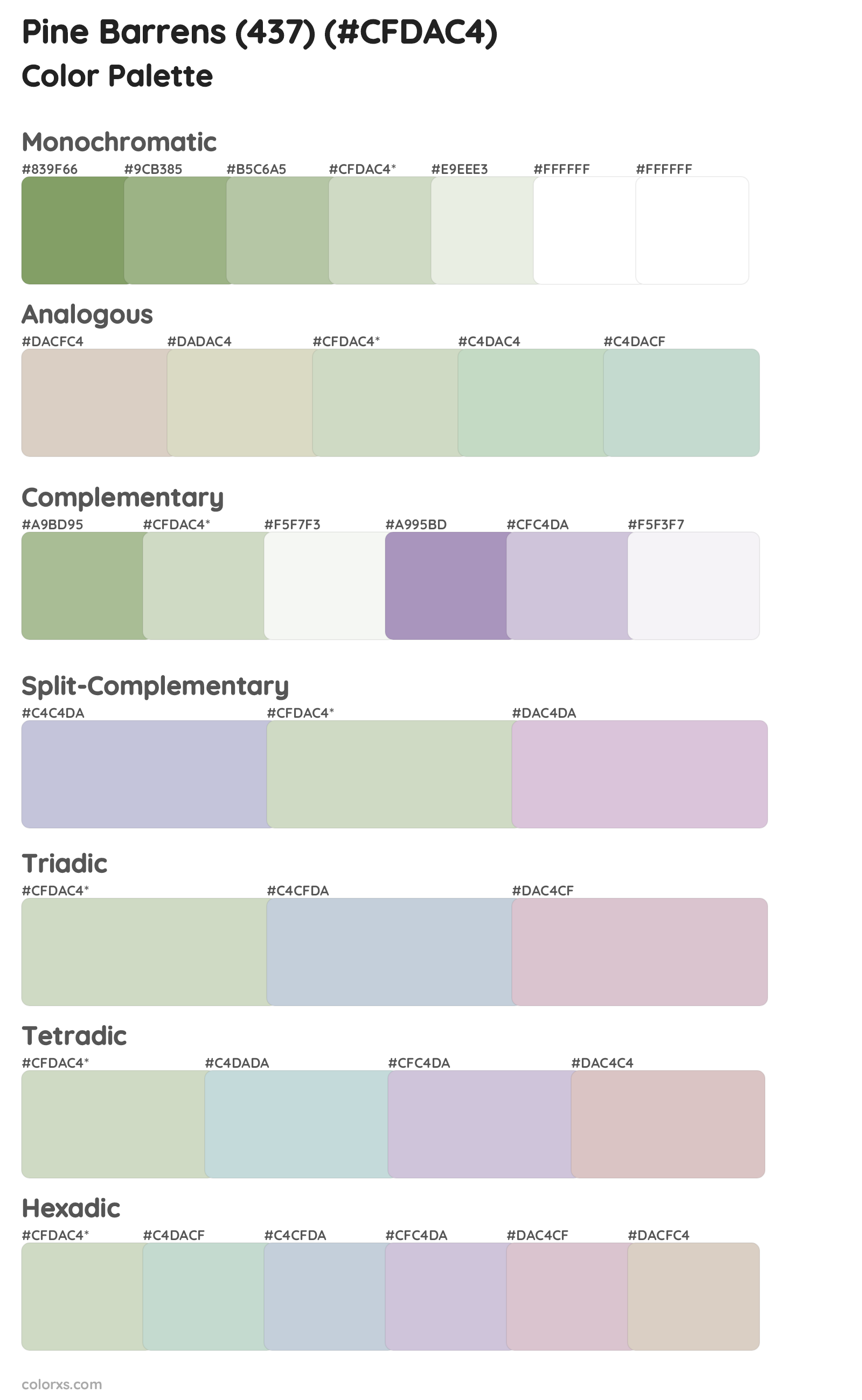 Pine Barrens (437) Color Scheme Palettes