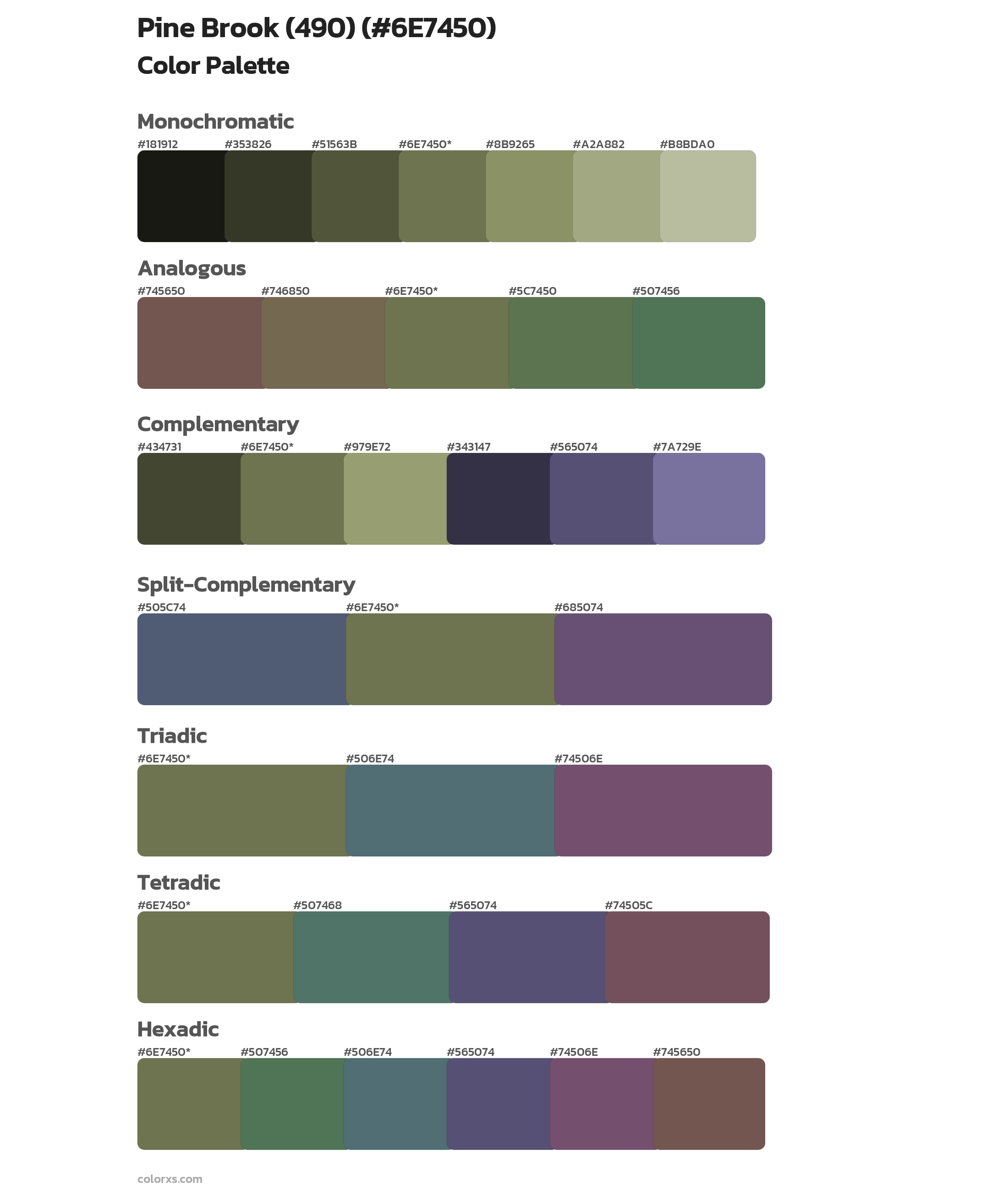 Pine Brook (490) Color Scheme Palettes