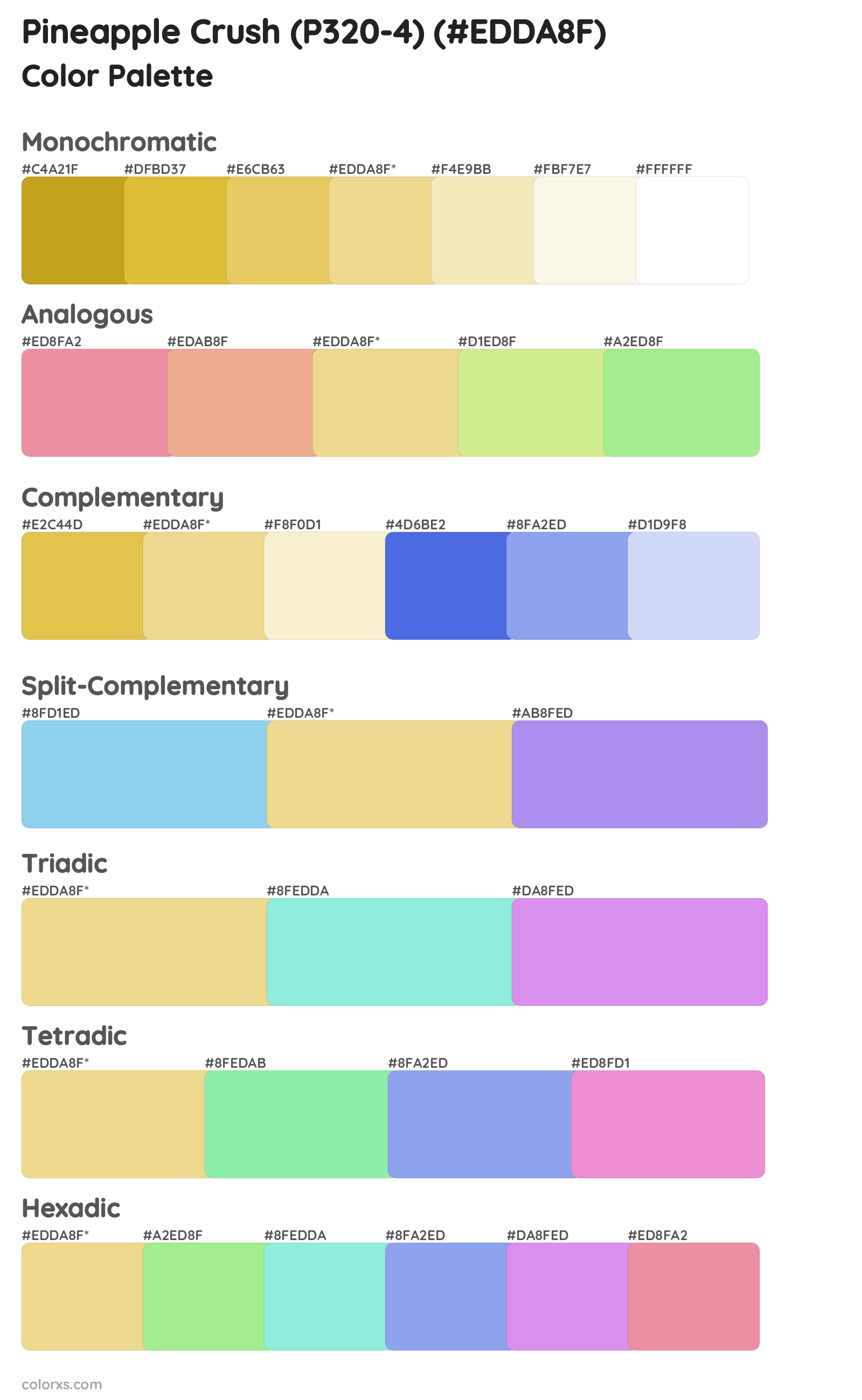 Pineapple Crush (P320-4) Color Scheme Palettes