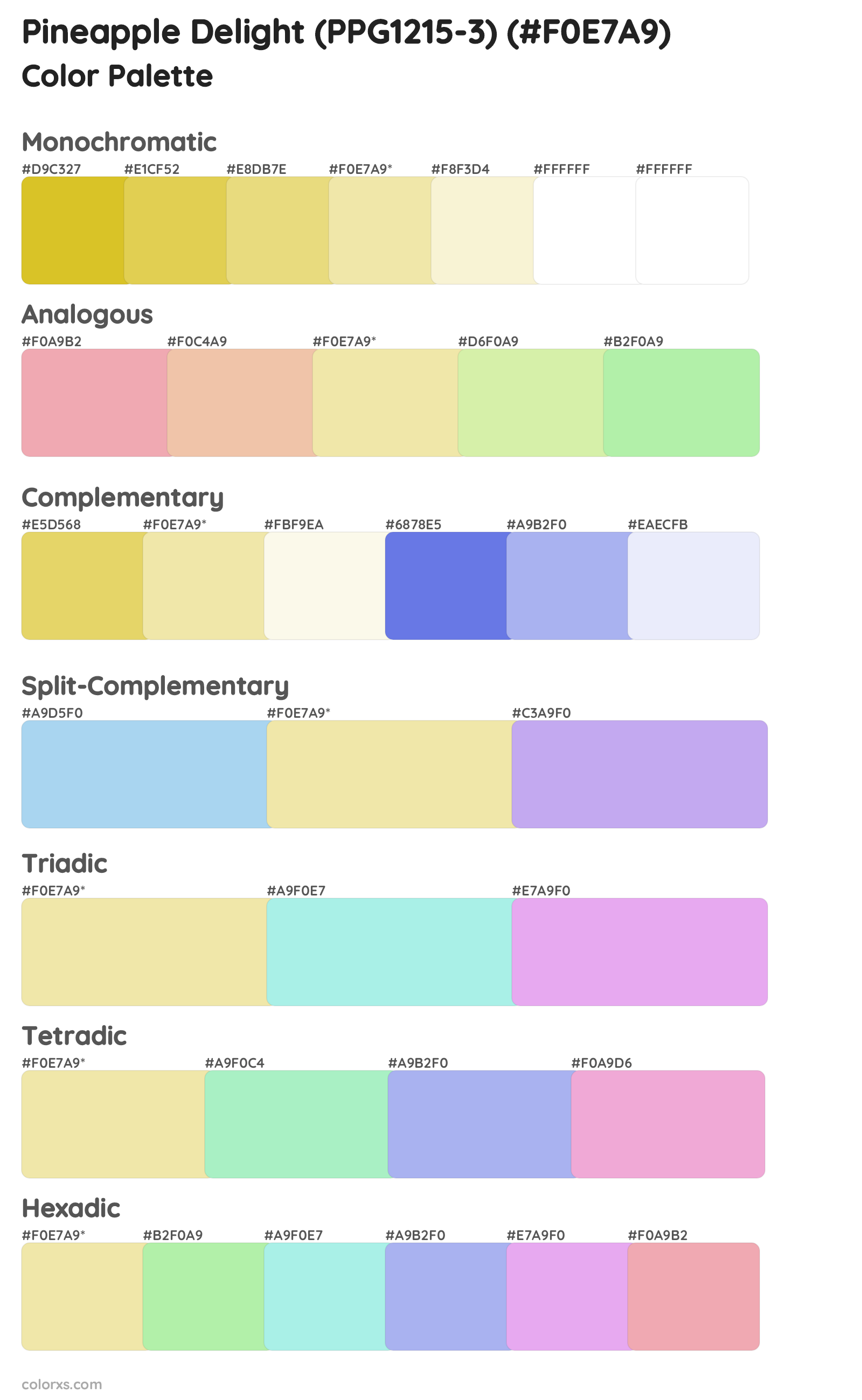 Pineapple Delight (PPG1215-3) Color Scheme Palettes