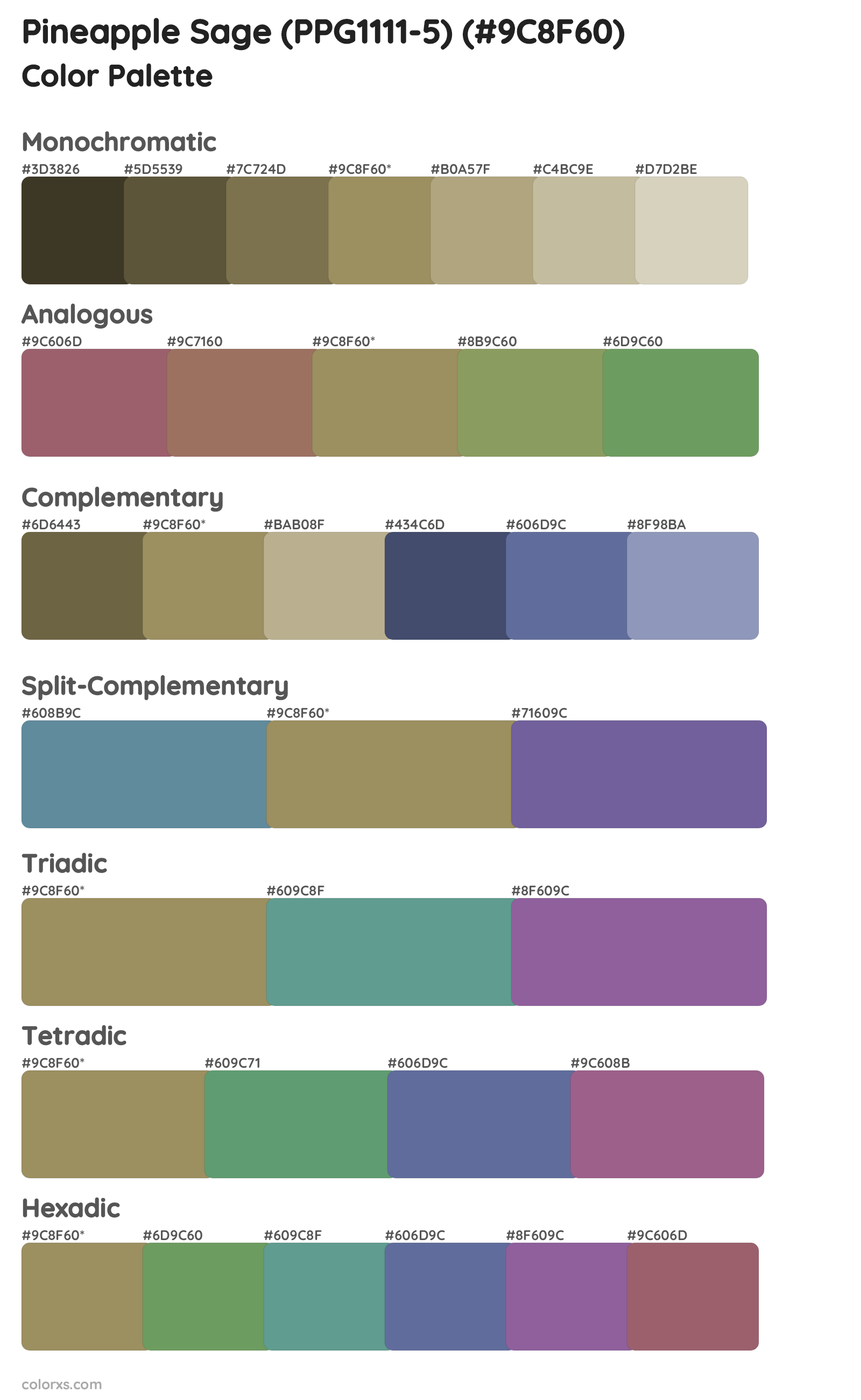 Pineapple Sage (PPG1111-5) Color Scheme Palettes