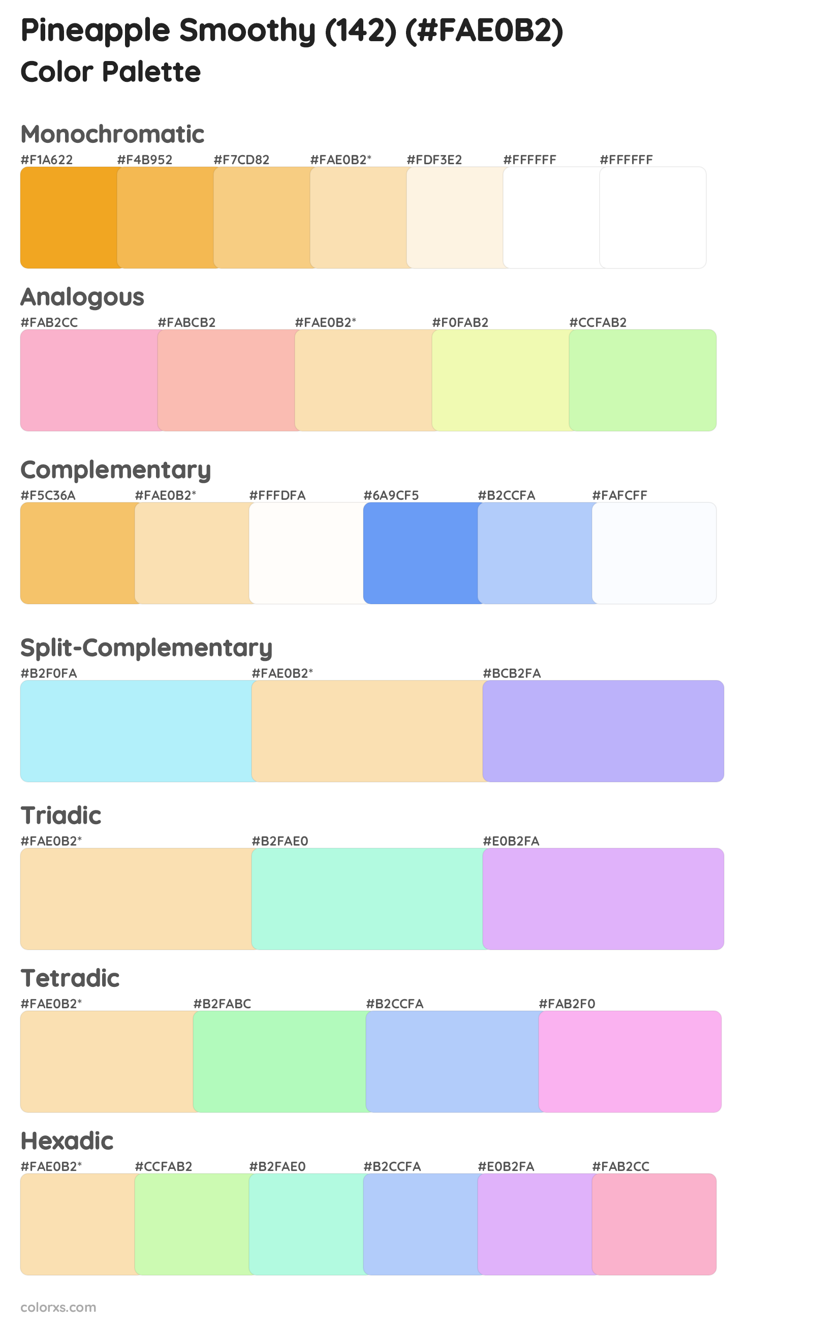 Pineapple Smoothy (142) Color Scheme Palettes