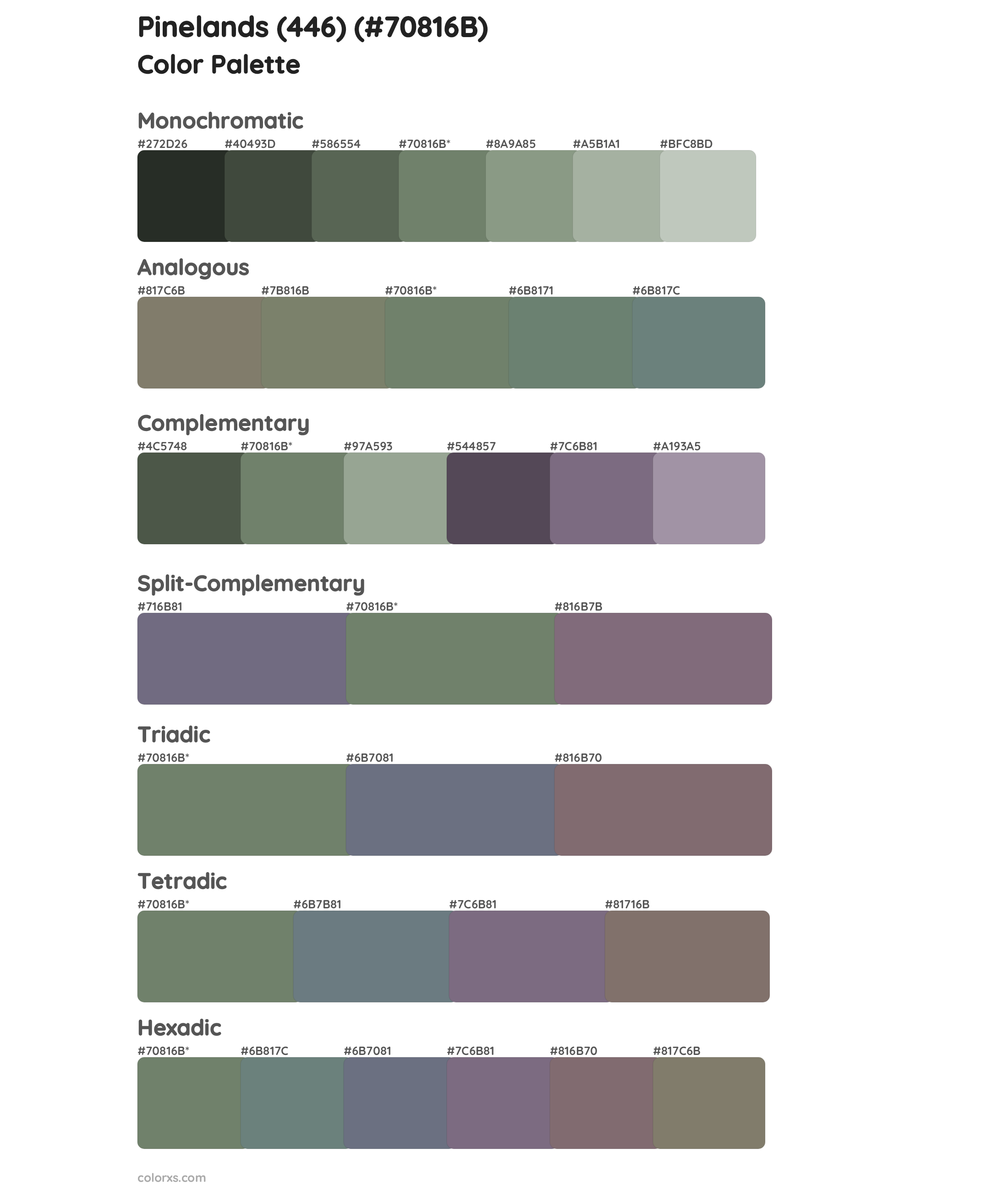 Pinelands (446) Color Scheme Palettes