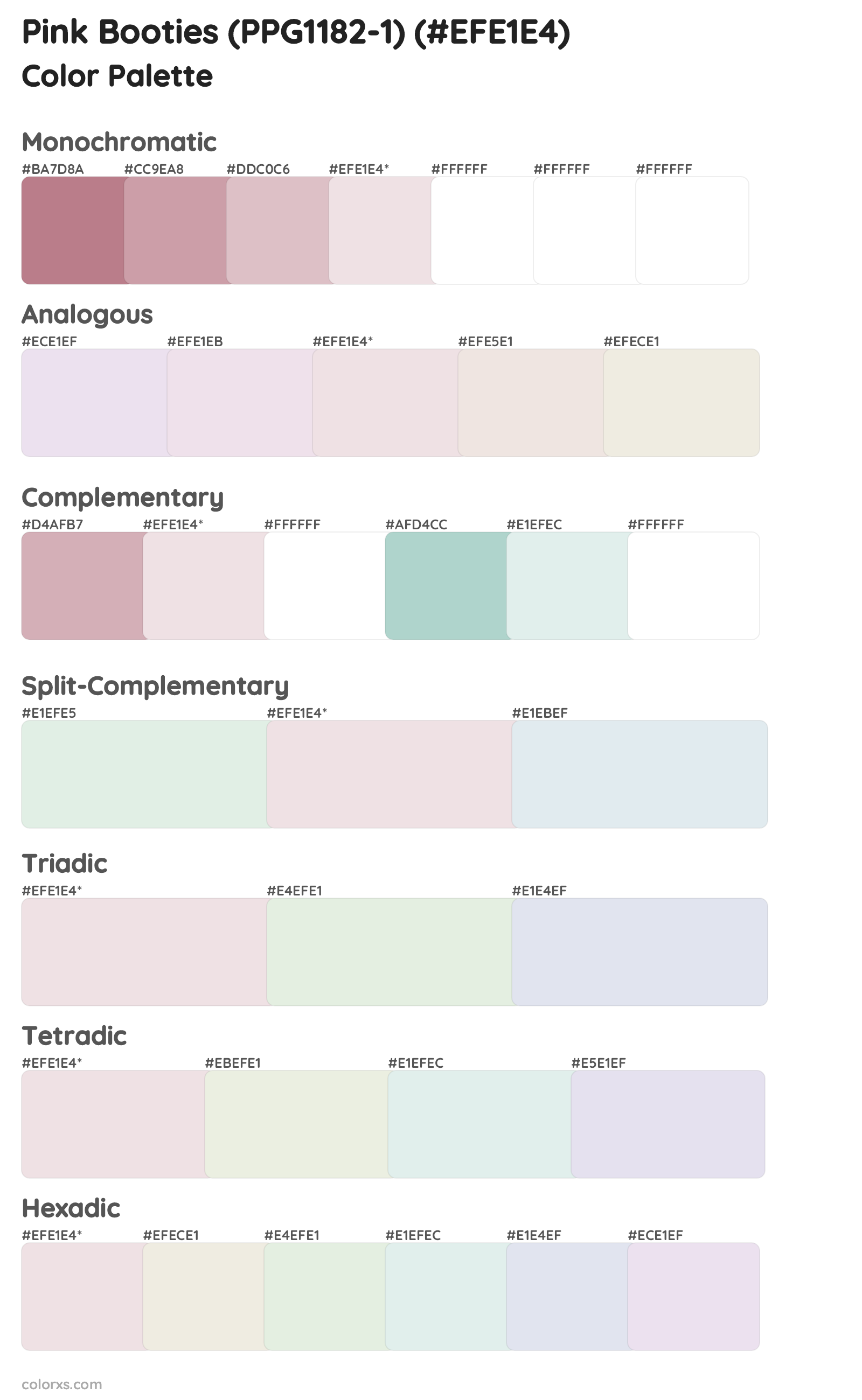 Pink Booties (PPG1182-1) Color Scheme Palettes