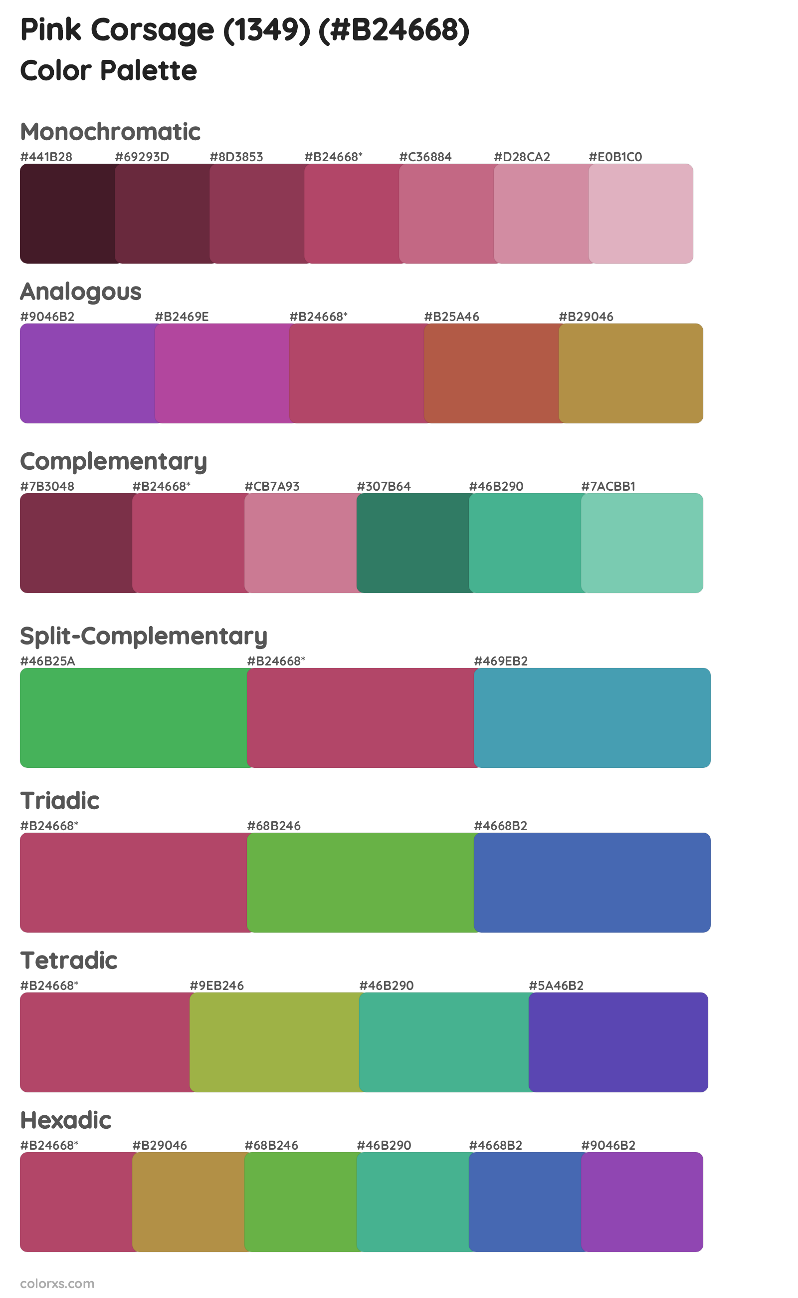 Pink Corsage (1349) Color Scheme Palettes