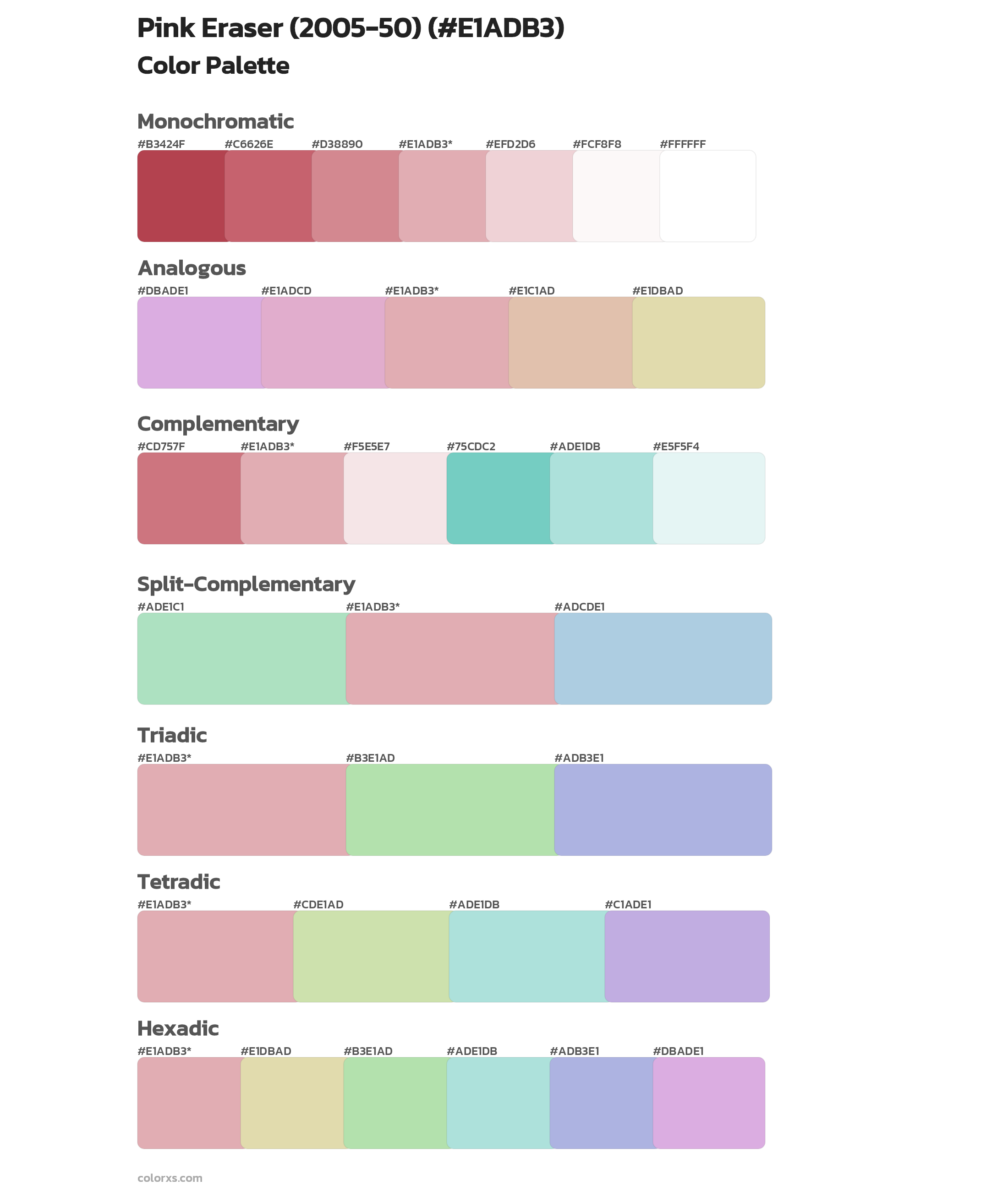Pink Eraser (2005-50) Color Scheme Palettes