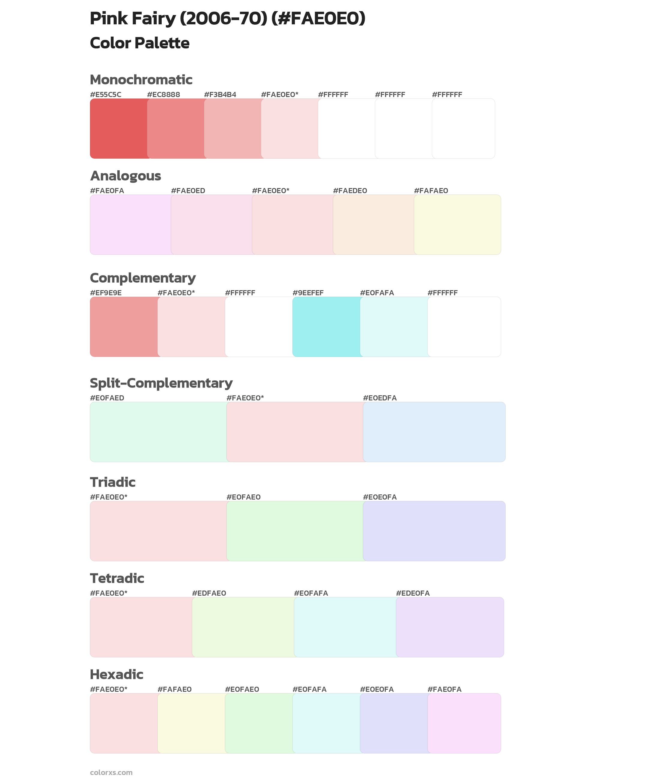 Pink Fairy (2006-70) Color Scheme Palettes