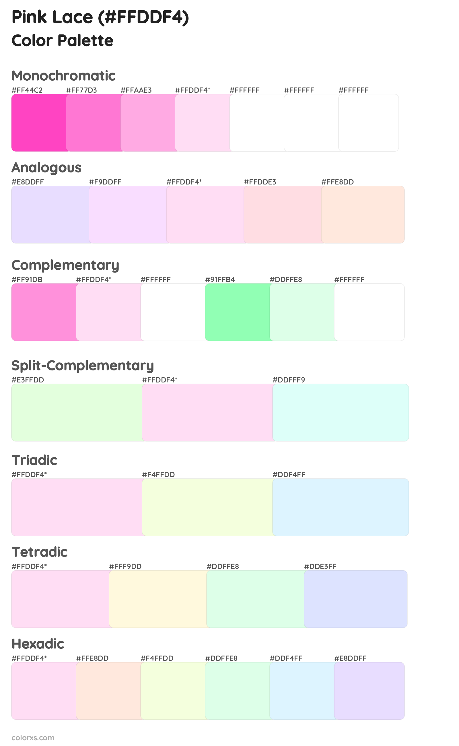 Pink Lace Color Scheme Palettes