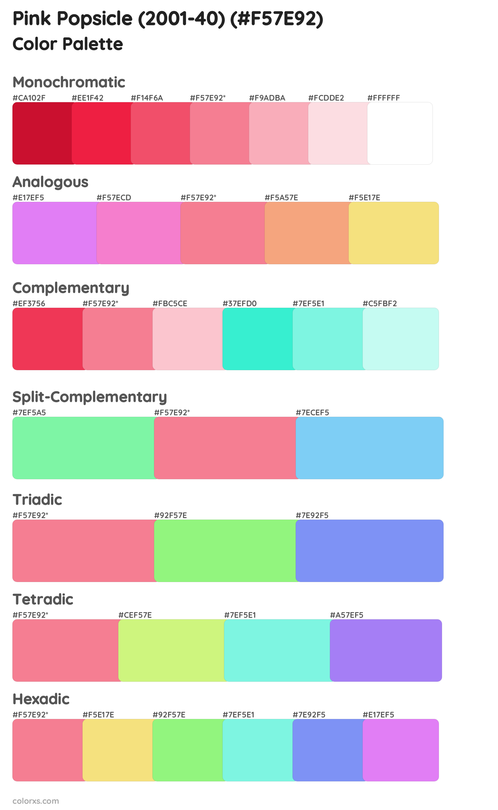 Pink Popsicle (2001-40) Color Scheme Palettes