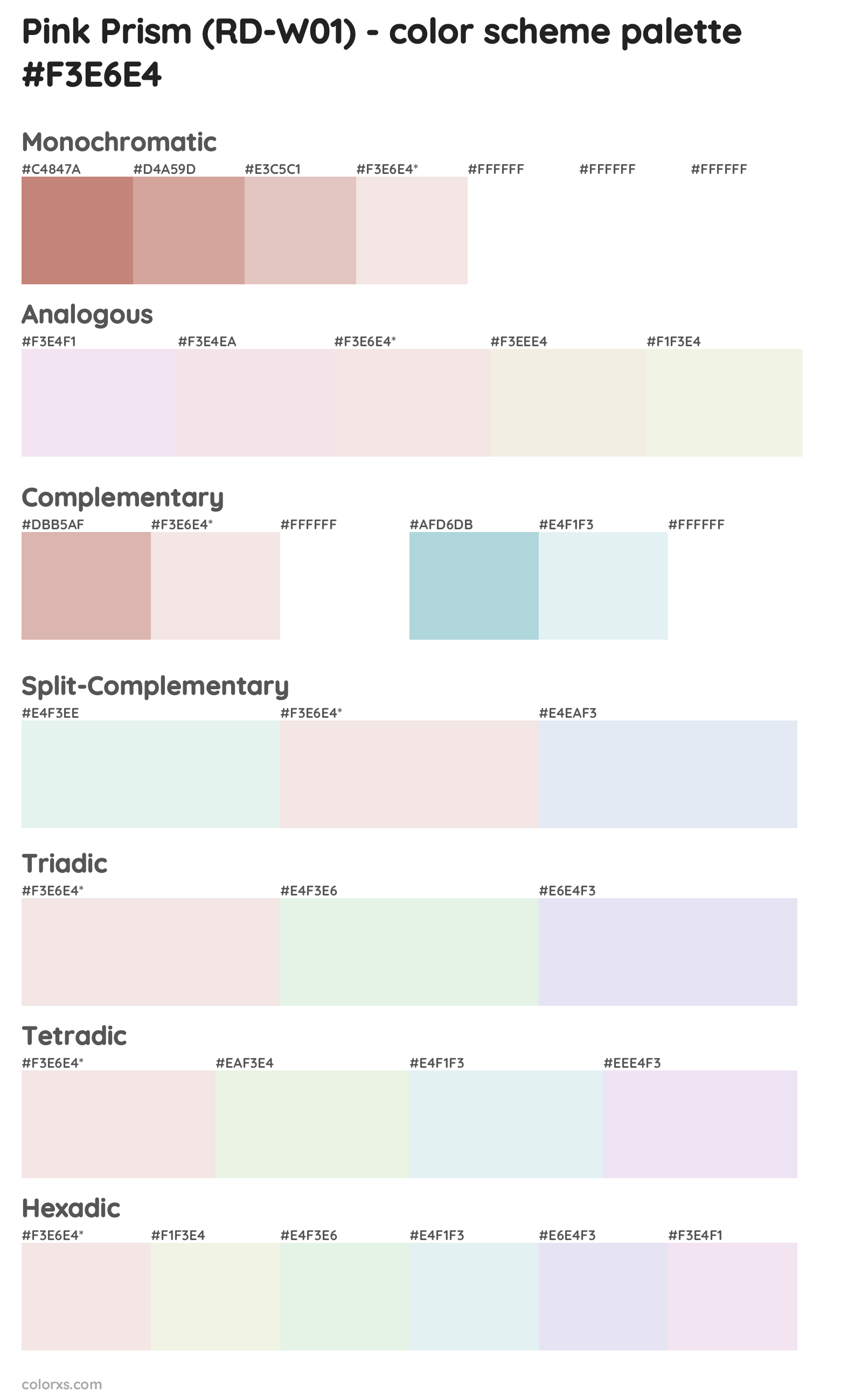 Pink Prism (RD-W01) Color Scheme Palettes