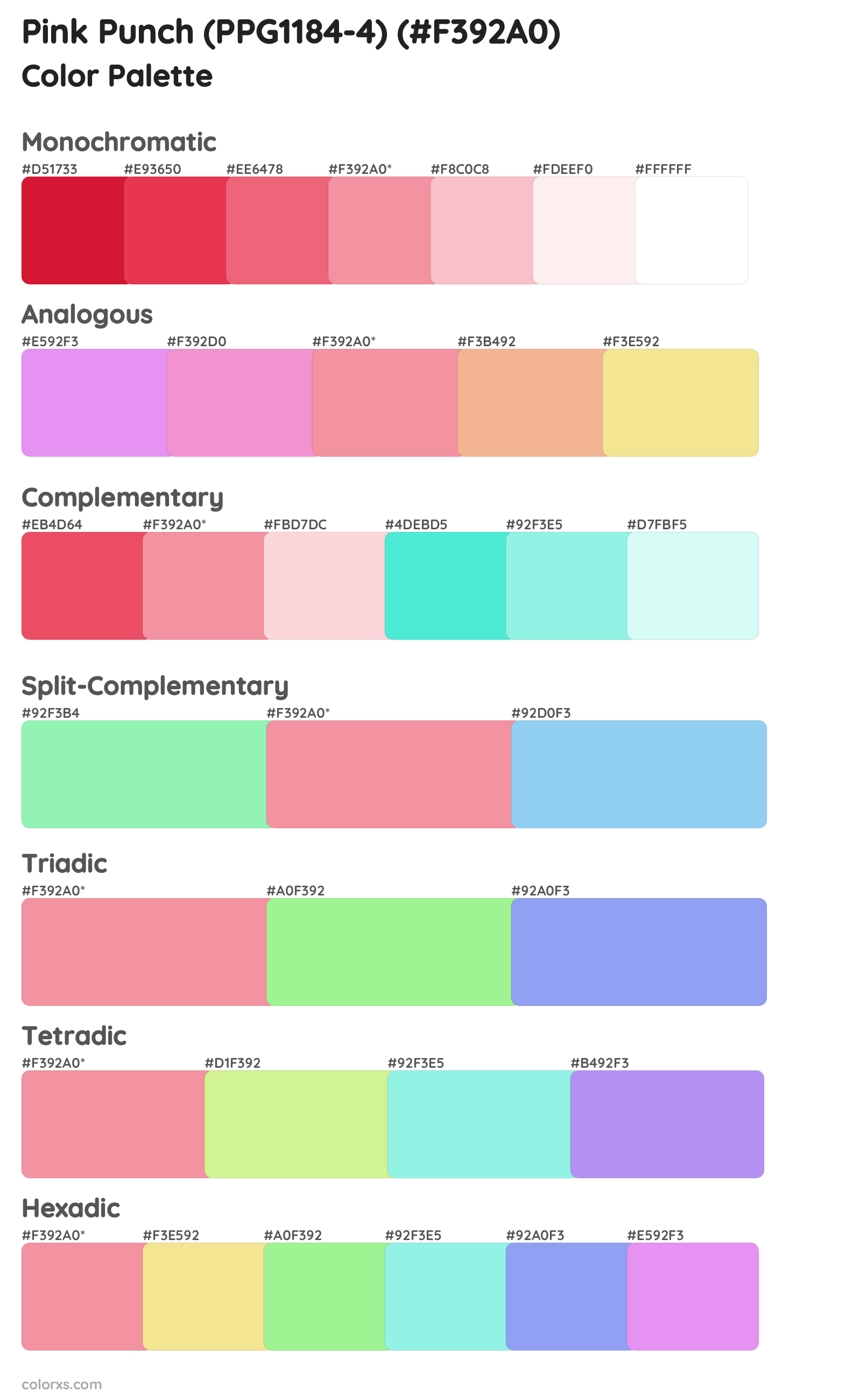 Pink Punch (PPG1184-4) Color Scheme Palettes
