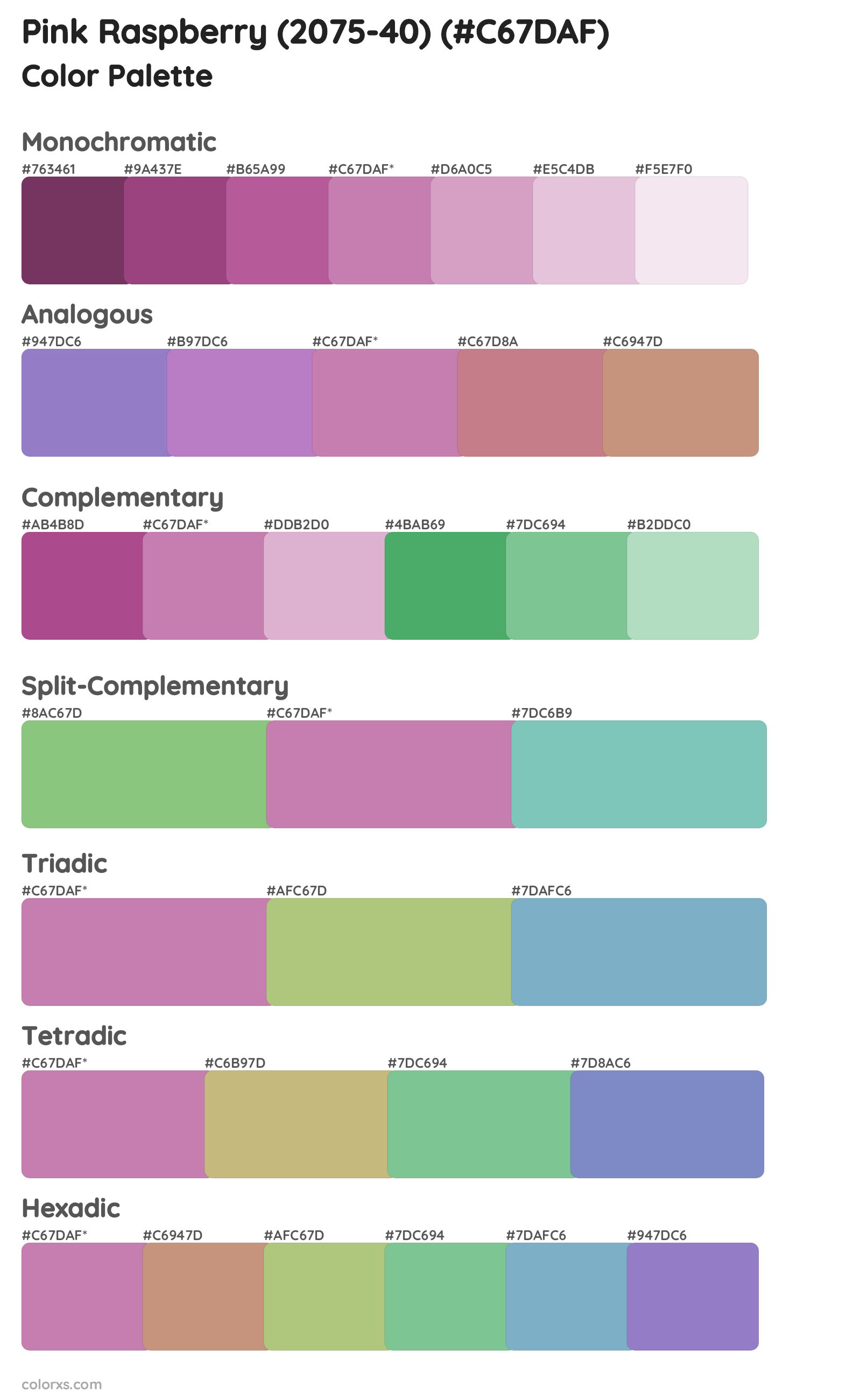 Pink Raspberry (2075-40) Color Scheme Palettes