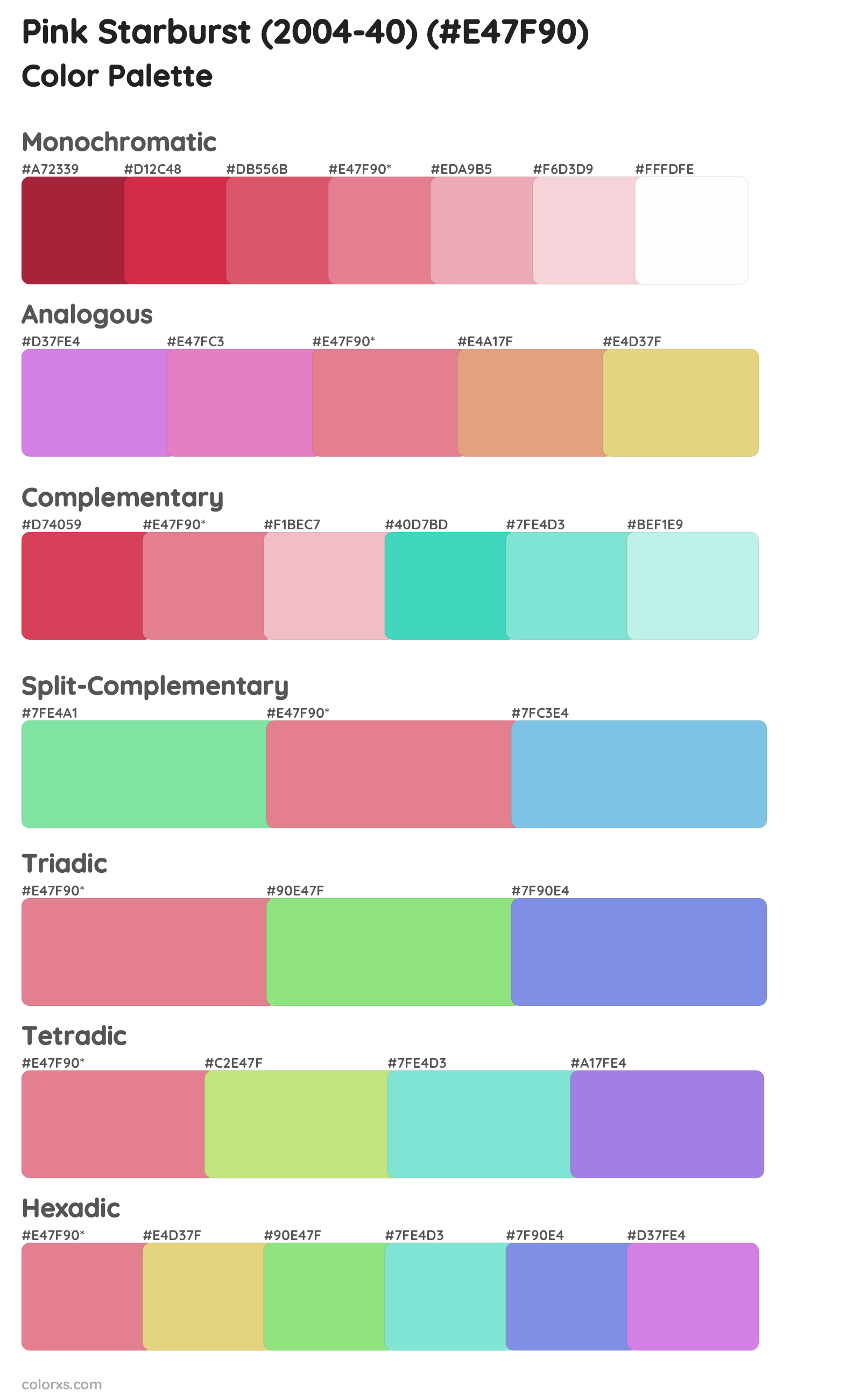 Pink Starburst (2004-40) Color Scheme Palettes