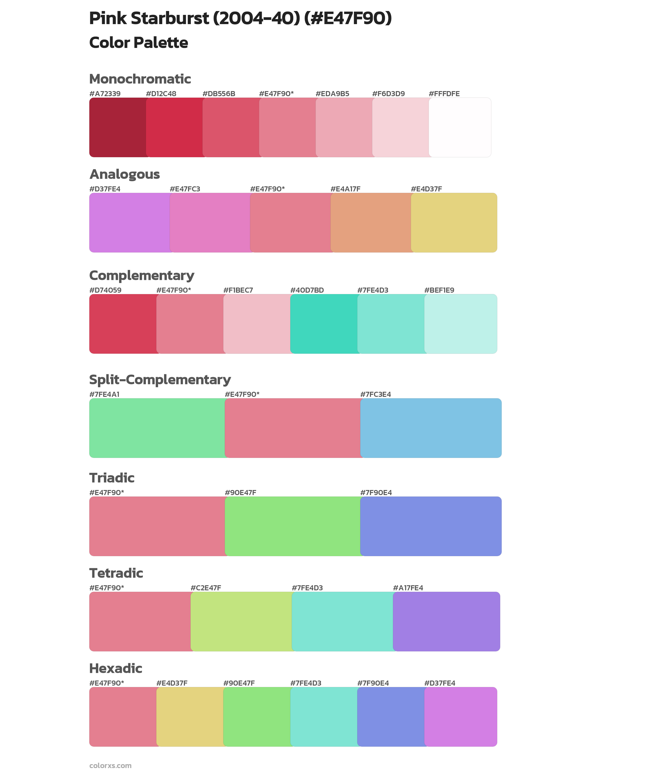 Pink Starburst (2004-40) Color Scheme Palettes