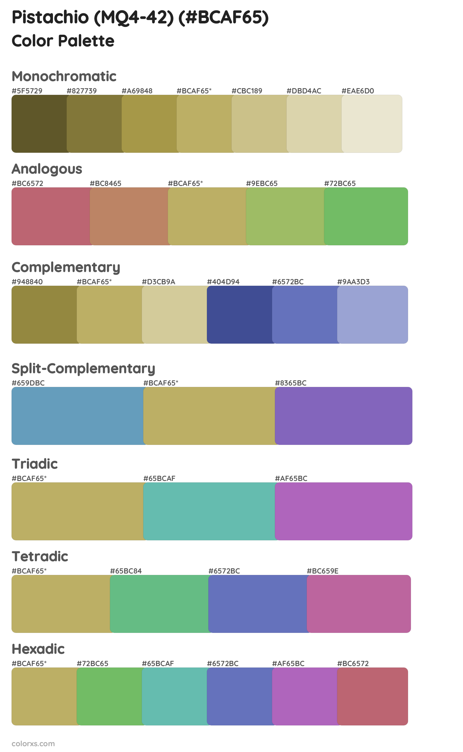 Pistachio (MQ4-42) Color Scheme Palettes