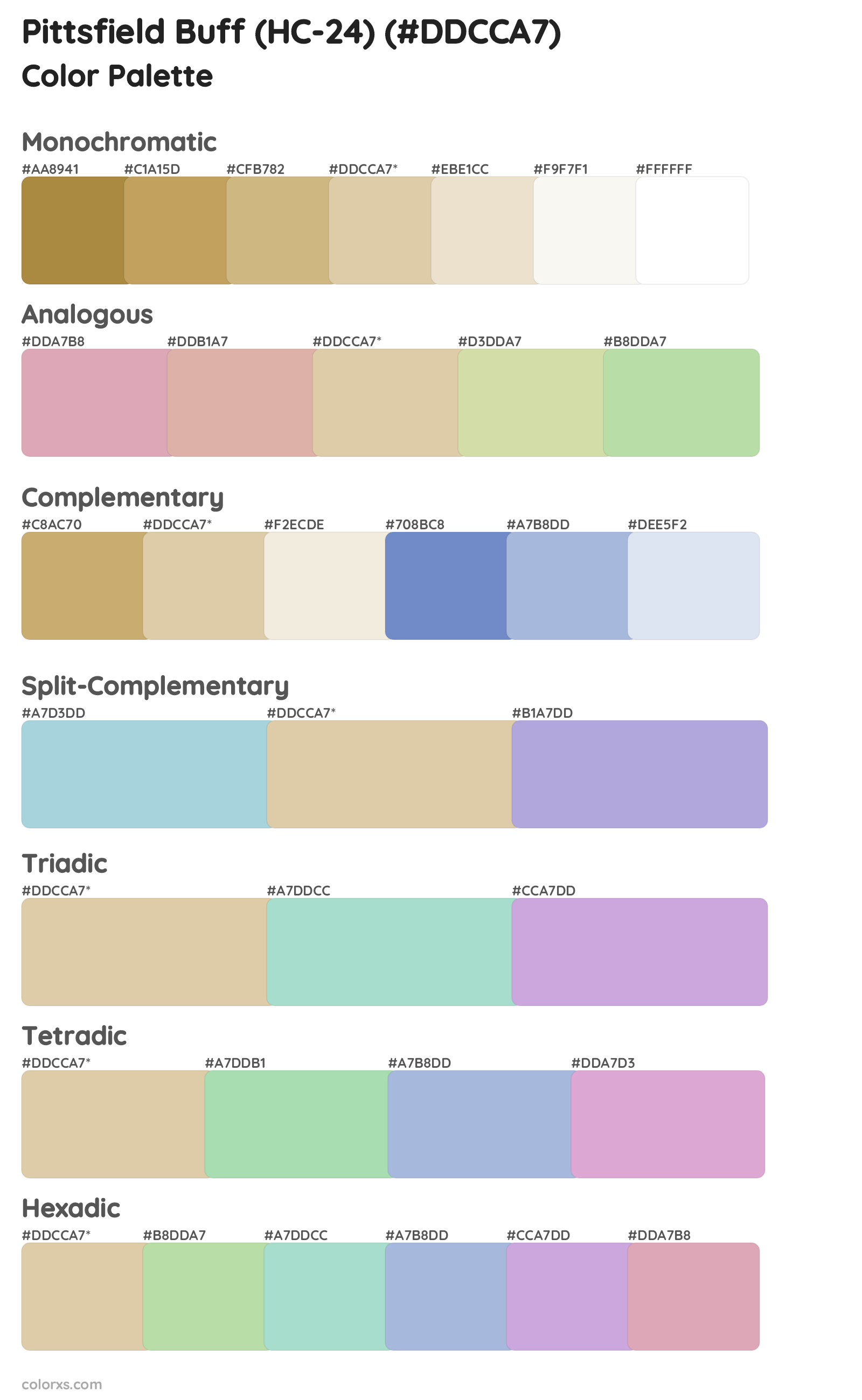 Pittsfield Buff (HC-24) Color Scheme Palettes
