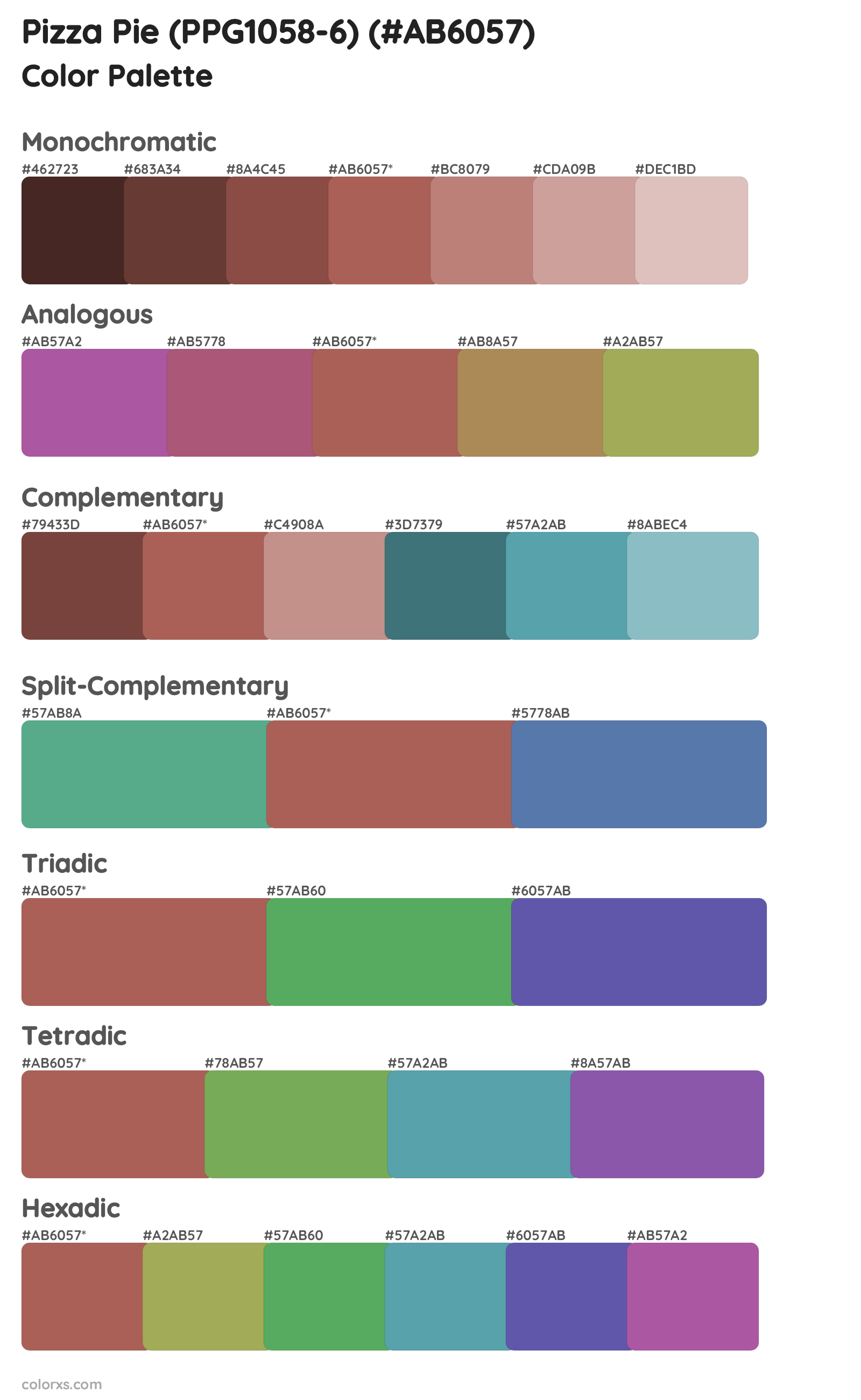 Pizza Pie (PPG1058-6) Color Scheme Palettes