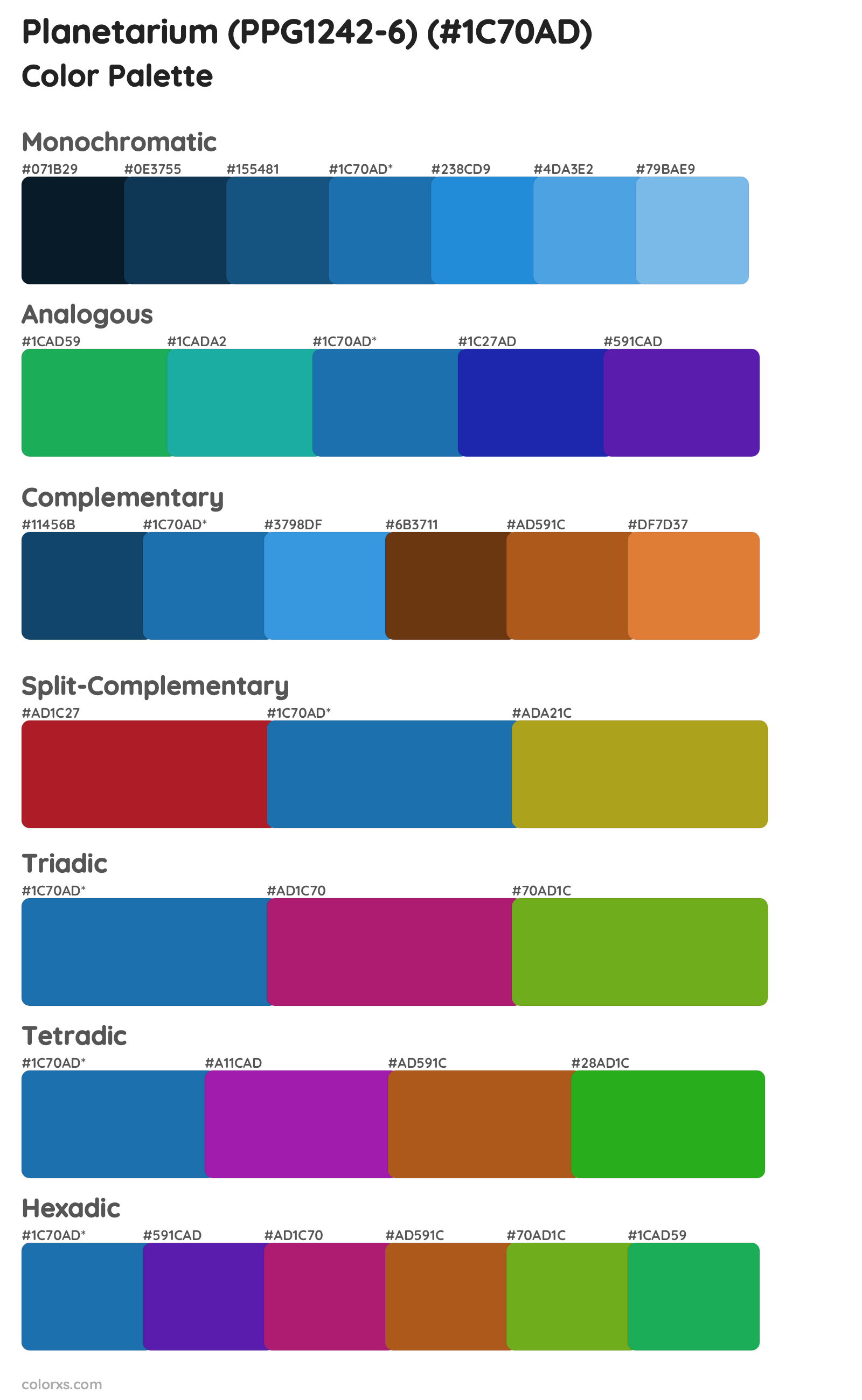 Planetarium (PPG1242-6) Color Scheme Palettes